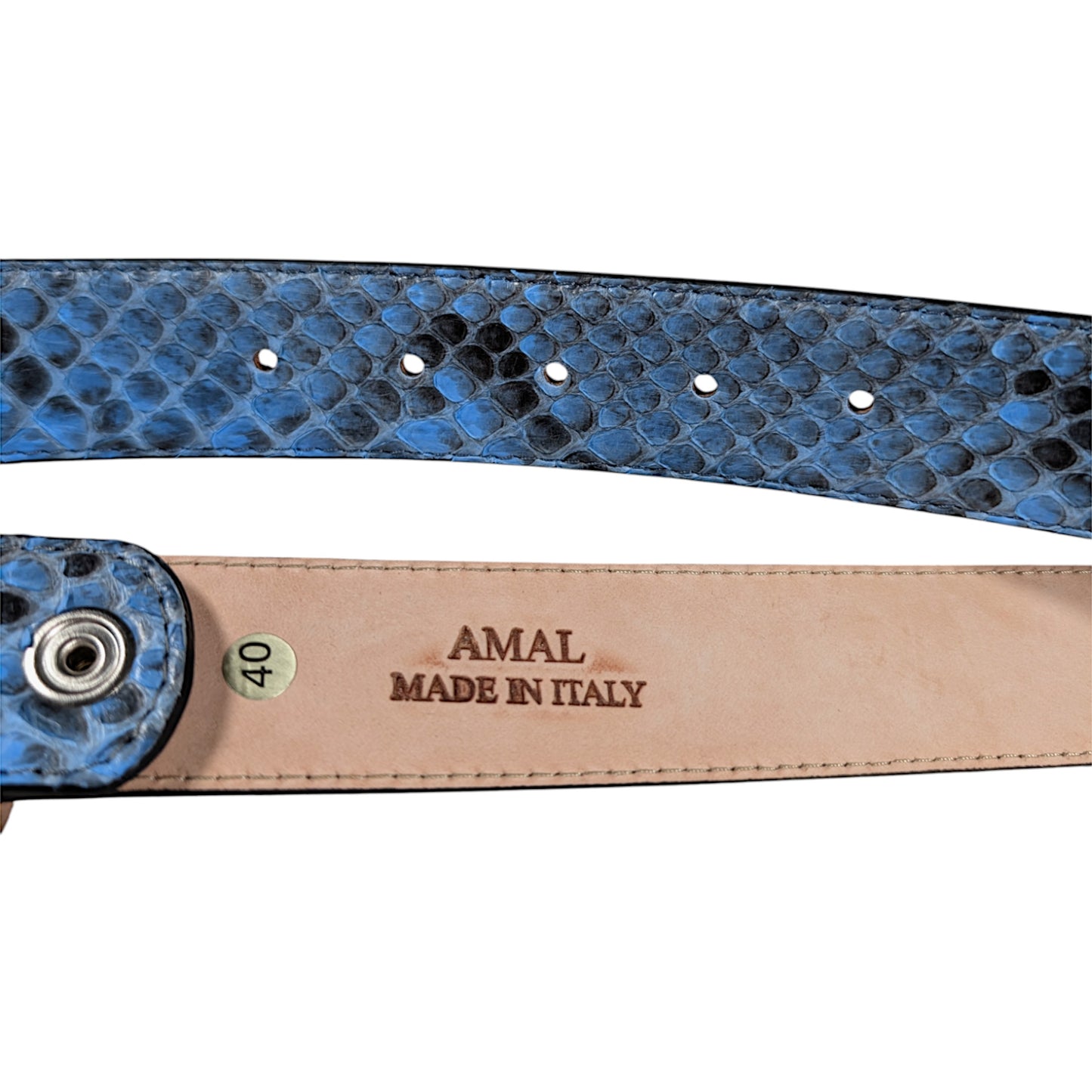 Sky Blue Python Snakeskin Belt