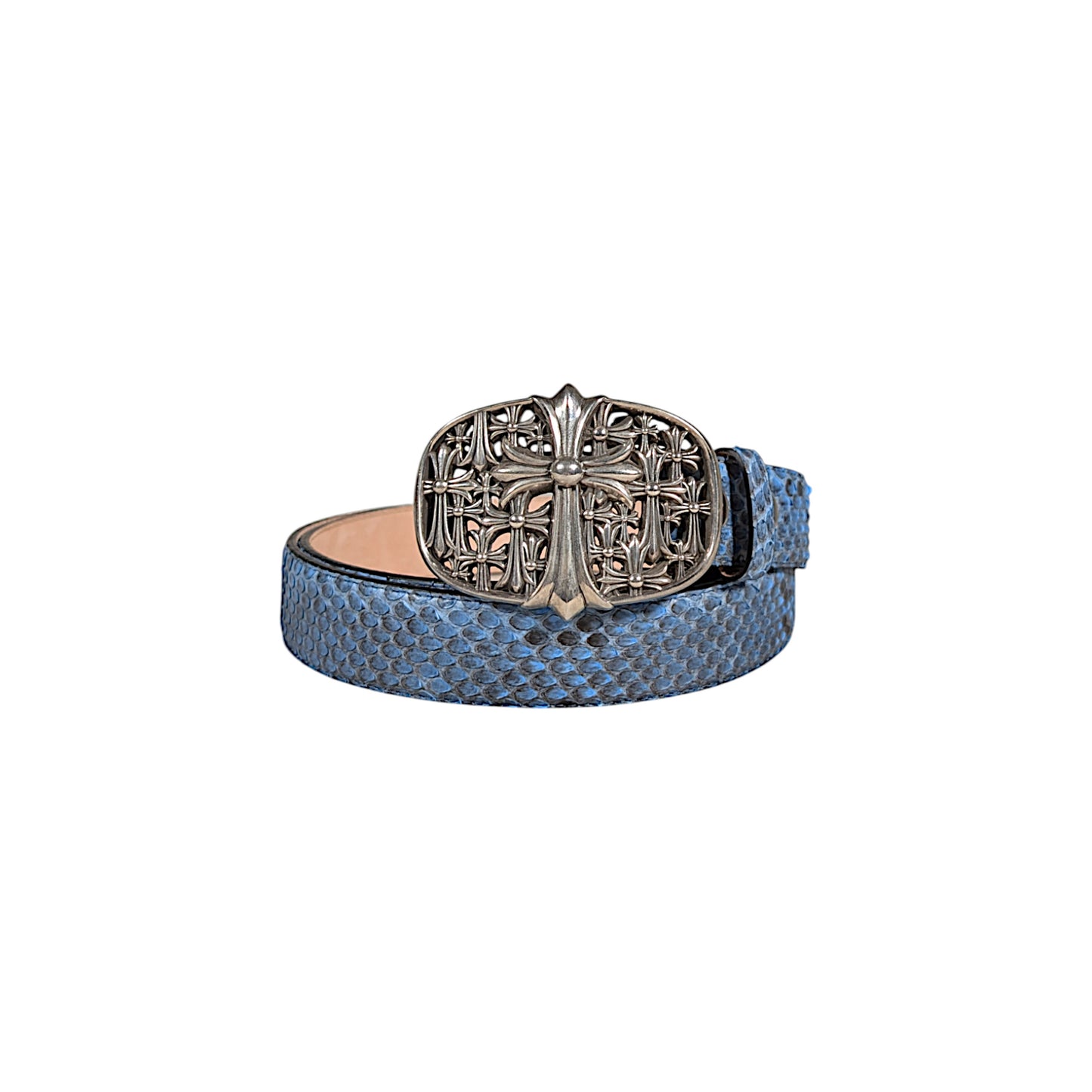 Sky Blue Python Snakeskin Belt