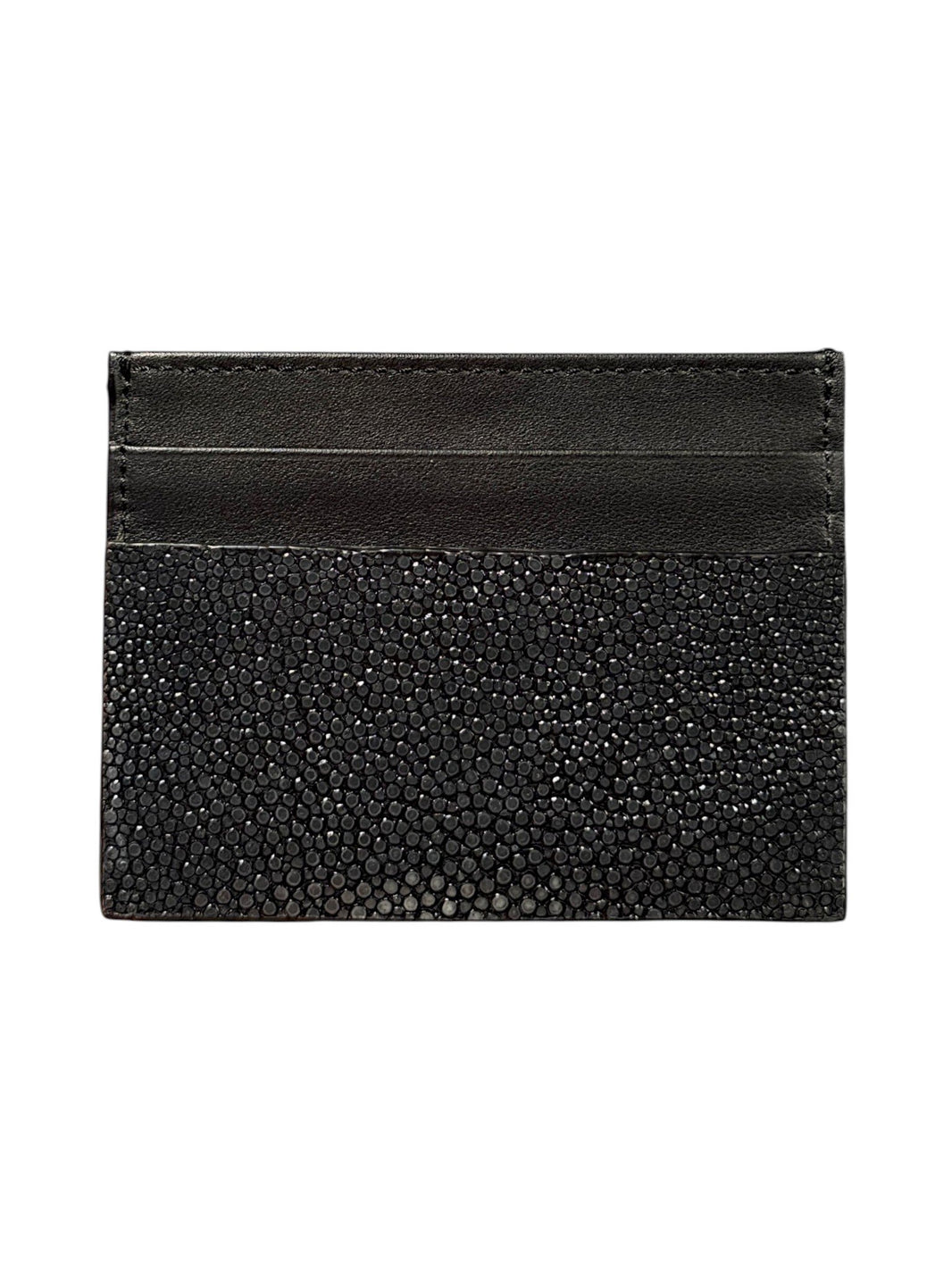 Black Stingray Card Holder Calf Leather Slots Exotic Leather AMAL