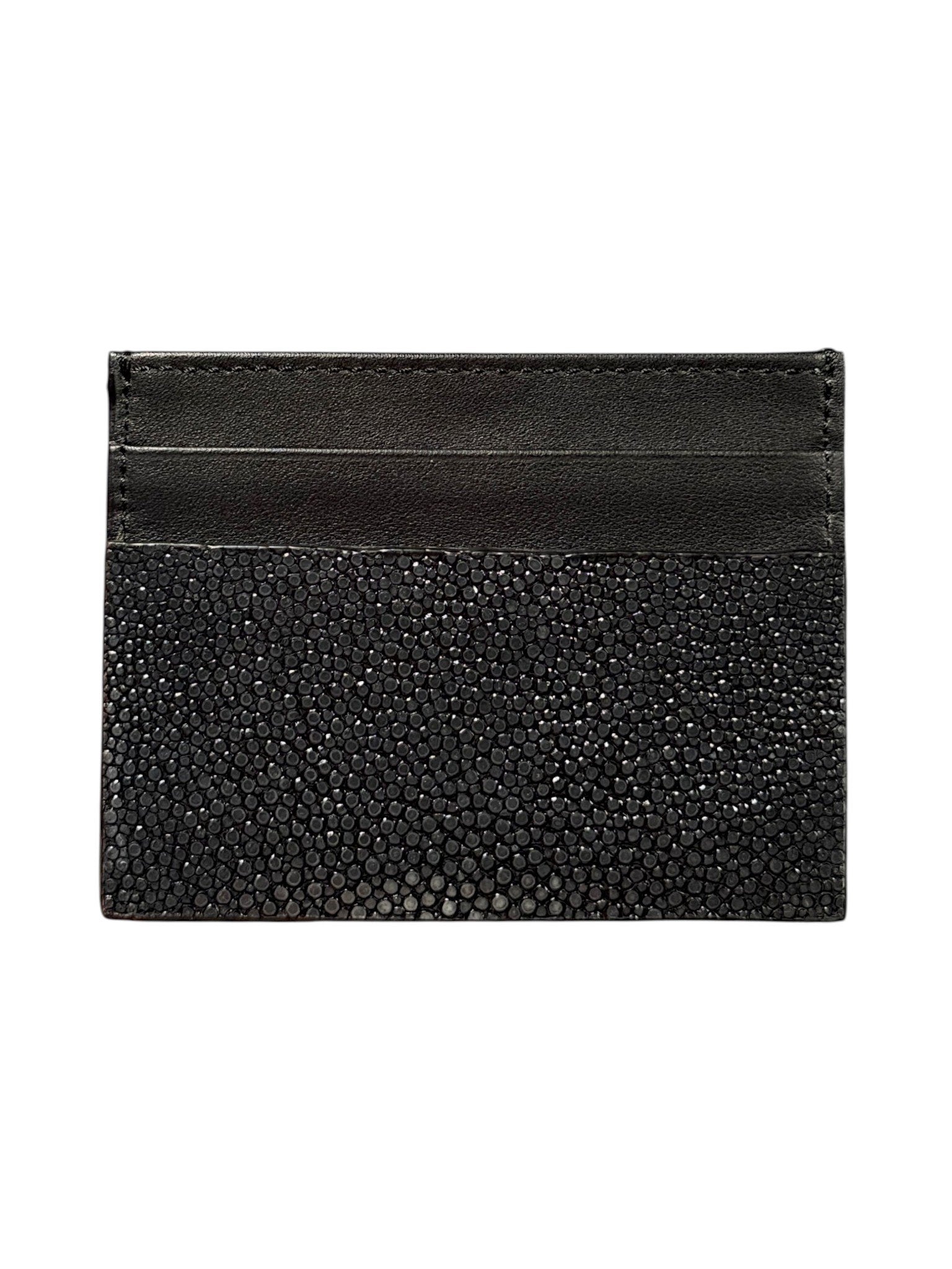 Black Stingray Card Holder Calf Leather Slots Exotic Leather AMAL