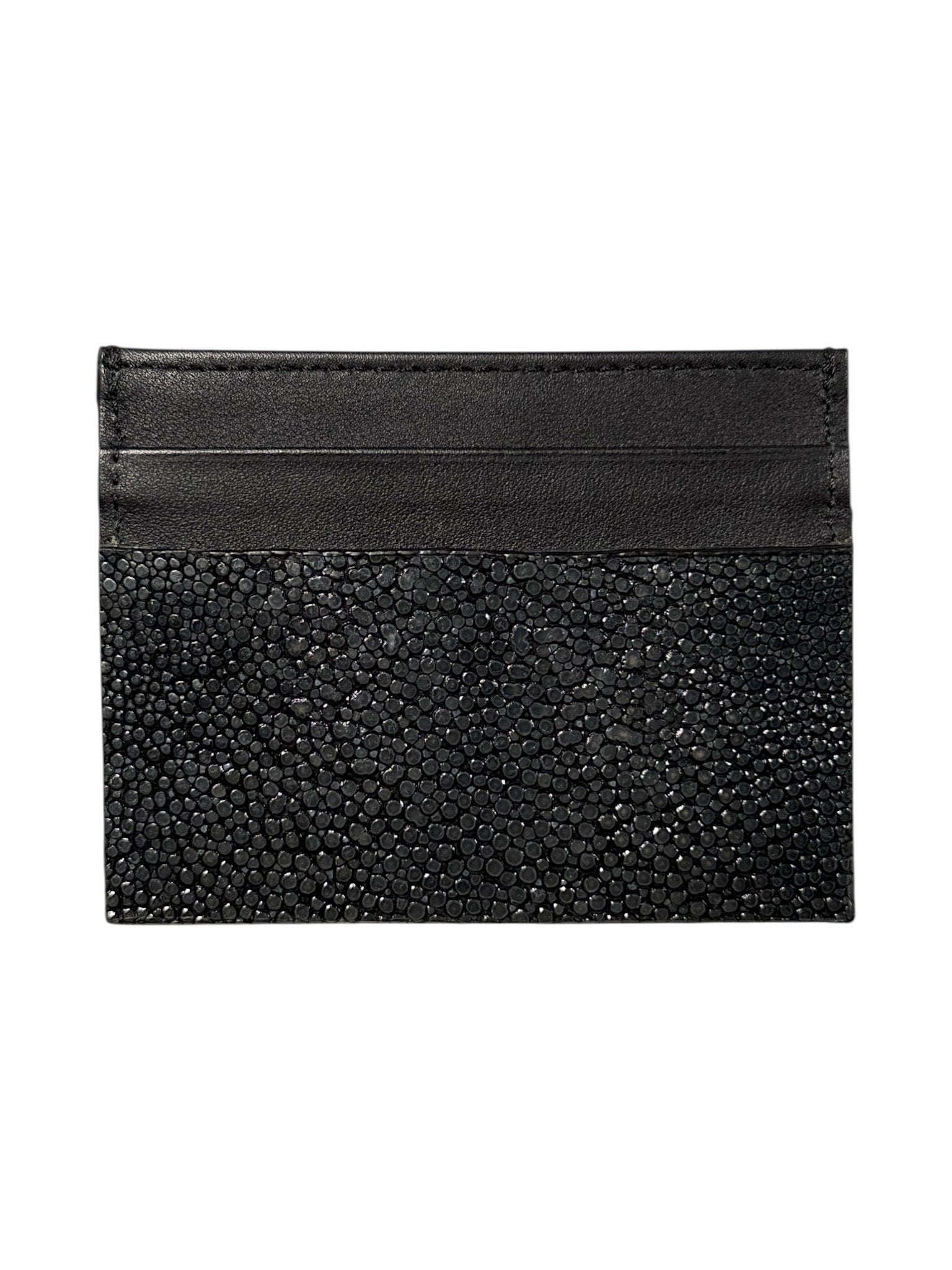 Stingray Skin Card Wallet Black Handmade Italy Exotic Leather