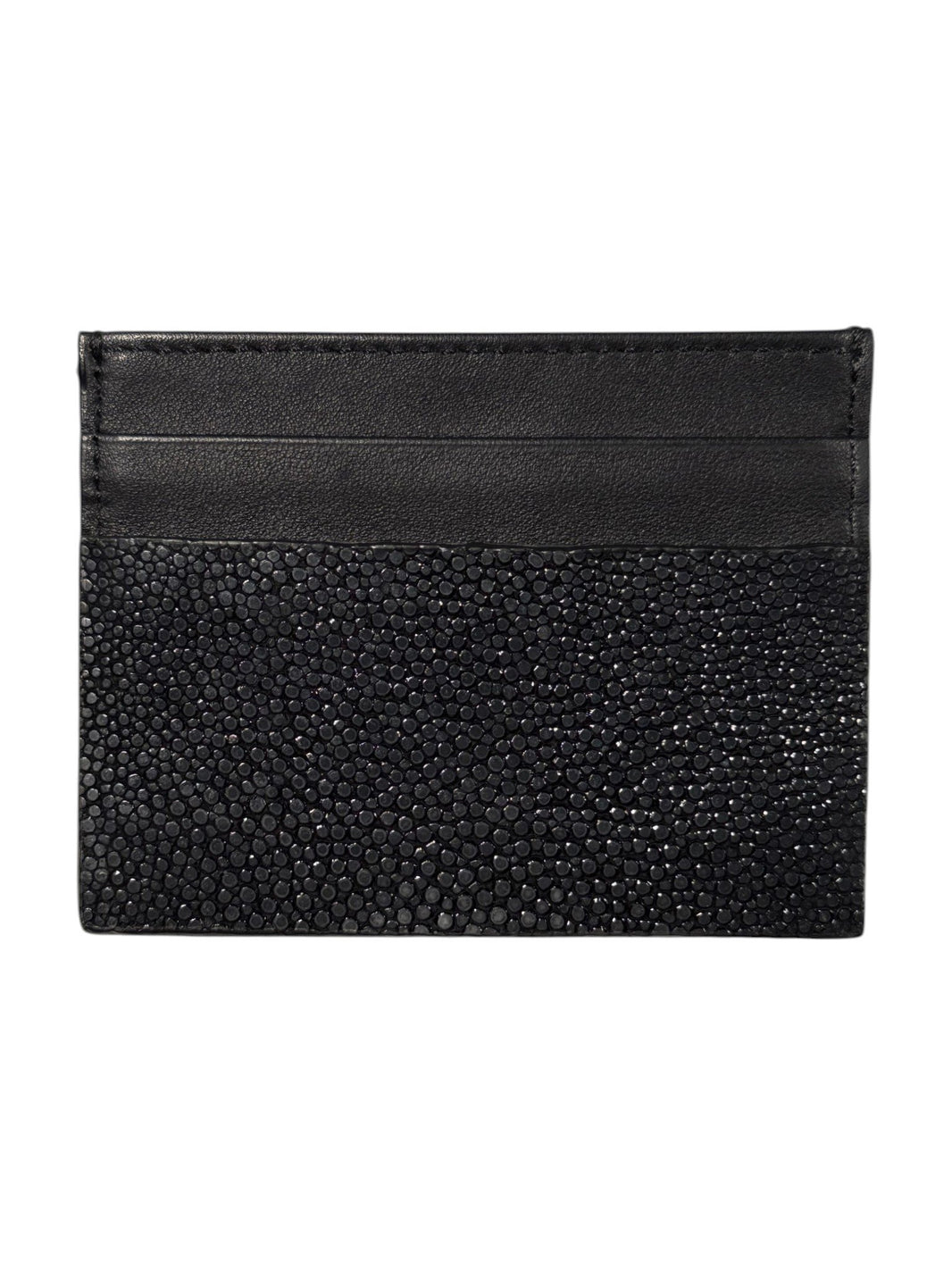 Exotic Leather Card Holder Black Stingray Calf Lining AMAL Italy