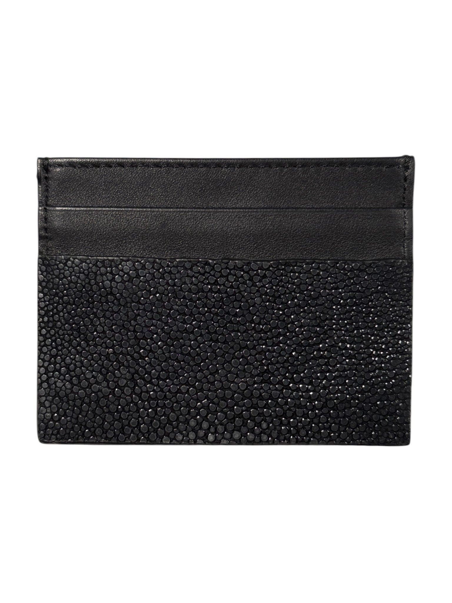 Exotic Leather Card Holder Black Stingray Calf Lining AMAL Italy