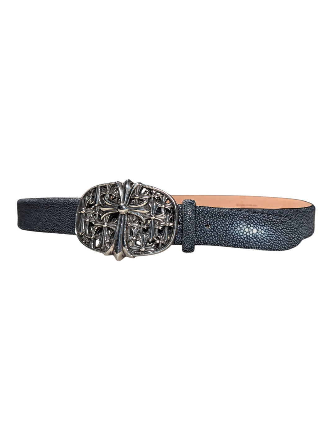 AMAL Exotic Caviar Stingray Leather Belt Strap Sterling Silver Hardware