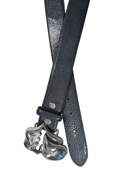 AMAL Exotic Caviar Stingray Leather Belt Strap Authentic Belts
