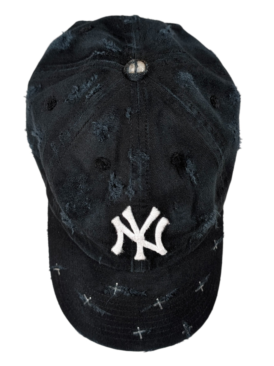 Apartment 1007 Black NY Logo Cross Staple Baseball Cap Hat #79 Authenticated Designer