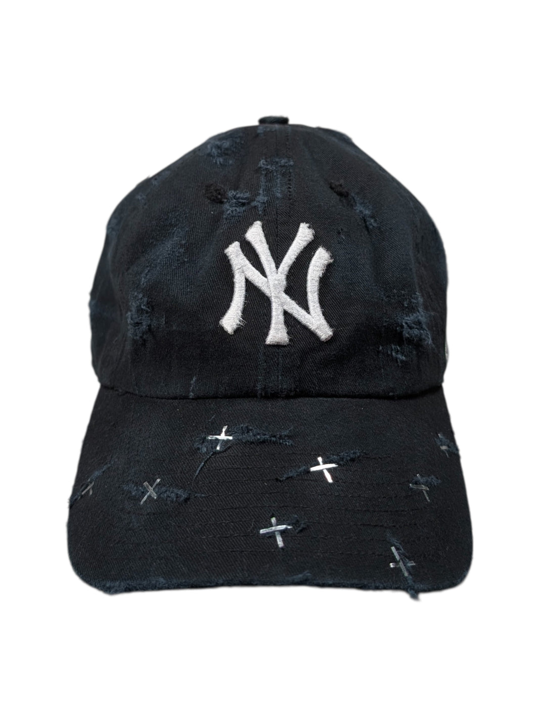 Apartment 1007 Black NY Logo Cross Staple Baseball Cap Hat #79 Sterling Silver Hardware