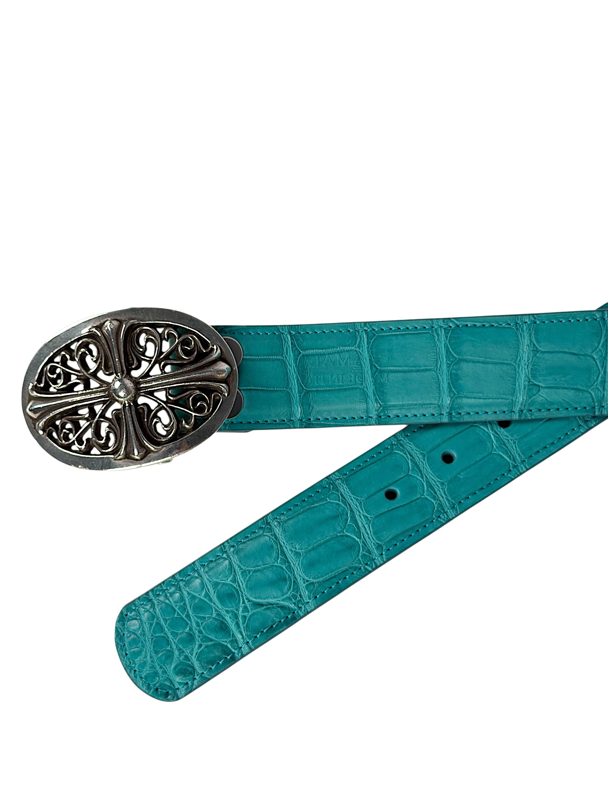 AMAL matte aqua crocodile belt strap V2 exotic leather