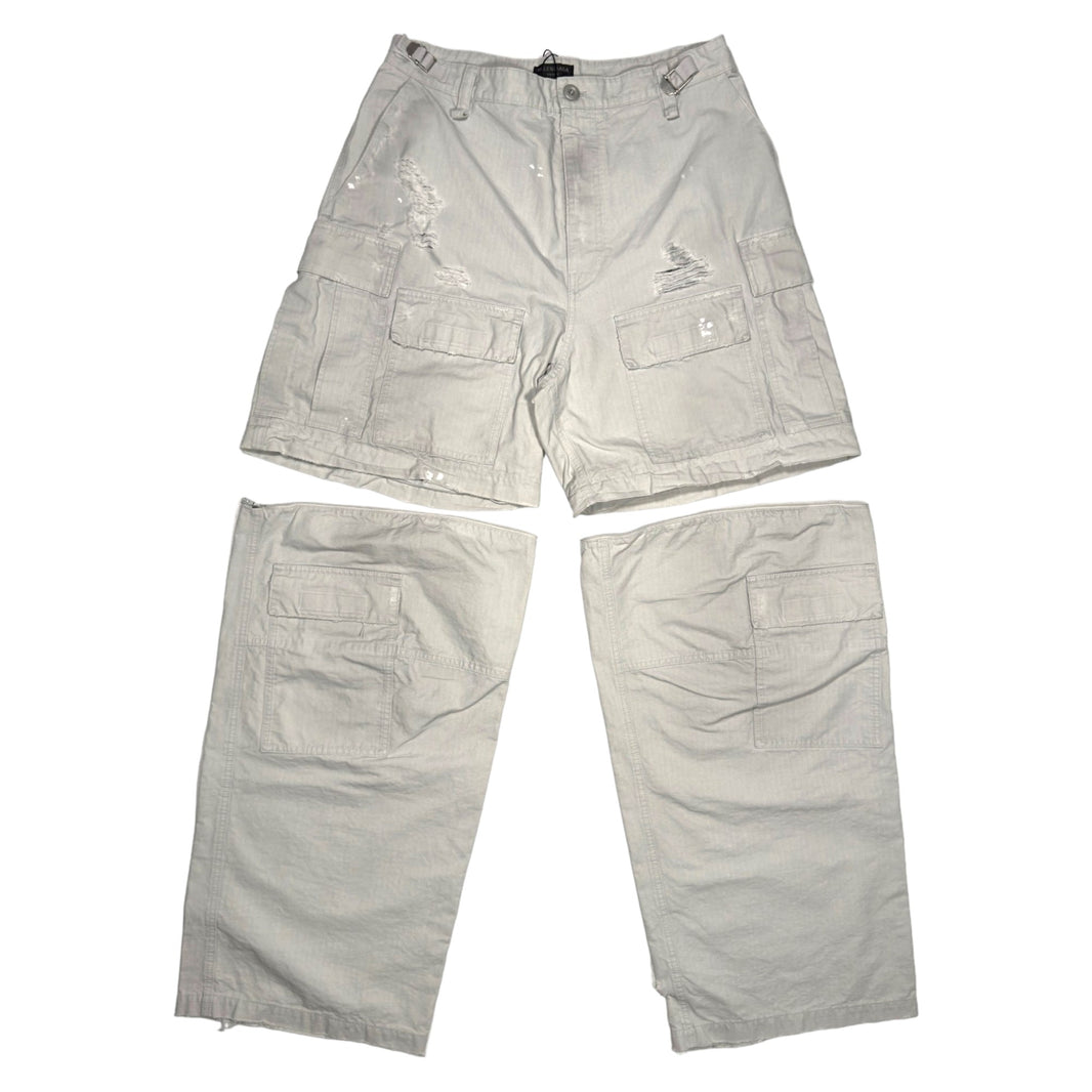 Distressed Adjustable Large Cargo Pants Cotton-Ripstop