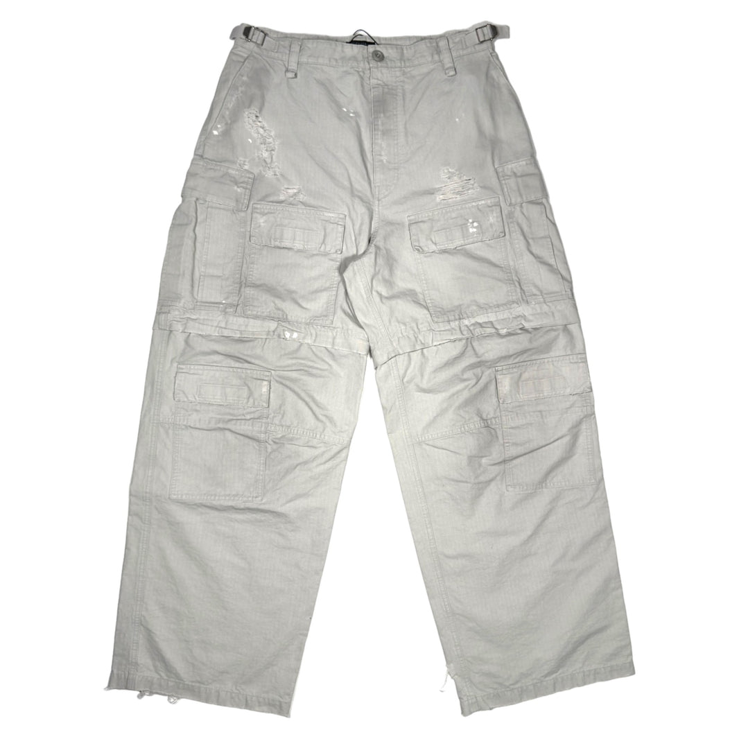 Balenciaga Distressed Adjustable Cargo Pants Sterling Silver Hardware