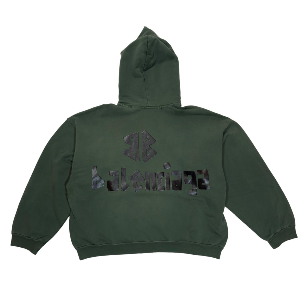 Balenciaga Ripped Pocket Tape Hoodie Summer 2024 Sterling Silver Hardware