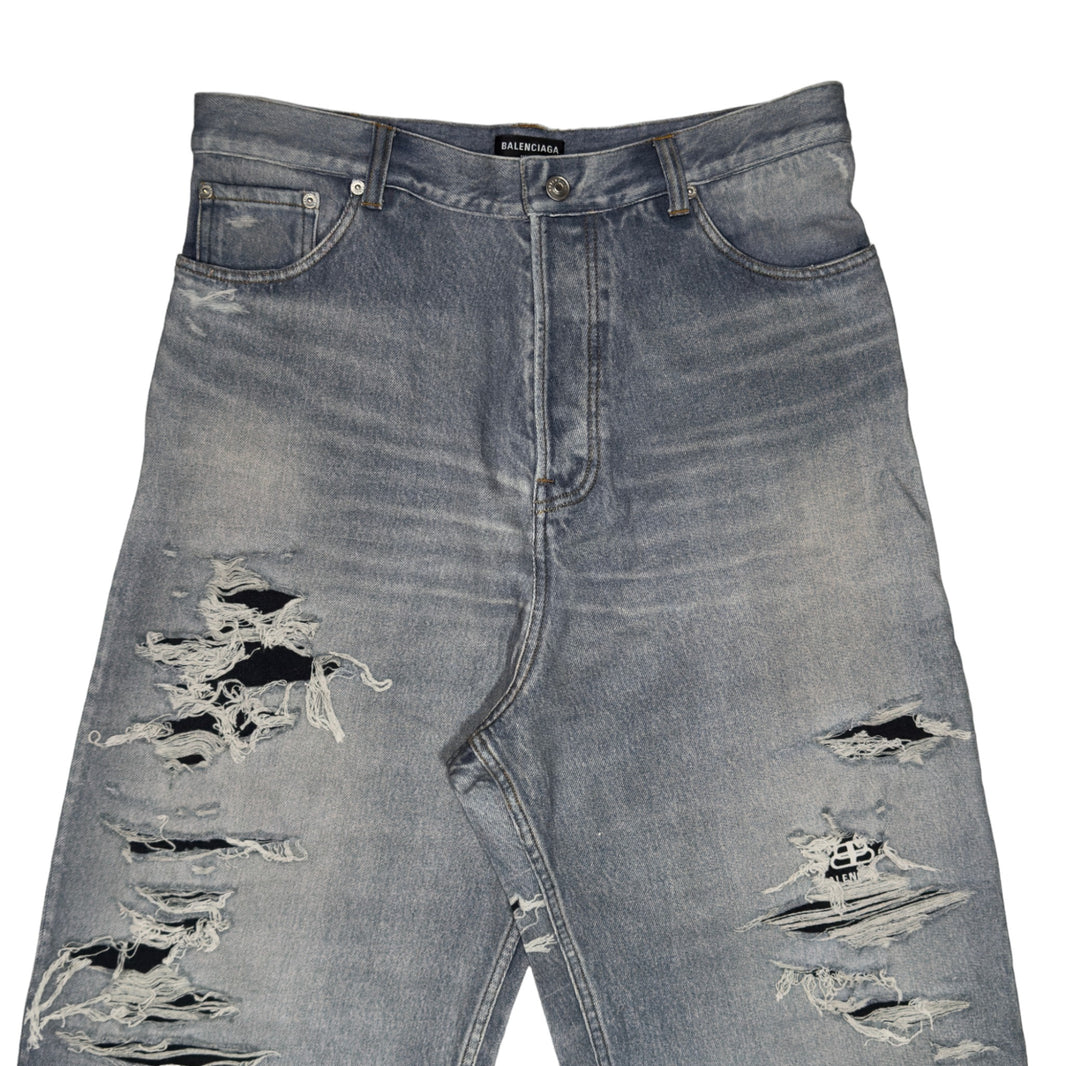 Balenciaga Trompe L’oeil Distressed Blue Sweatpants Verified YP Collective