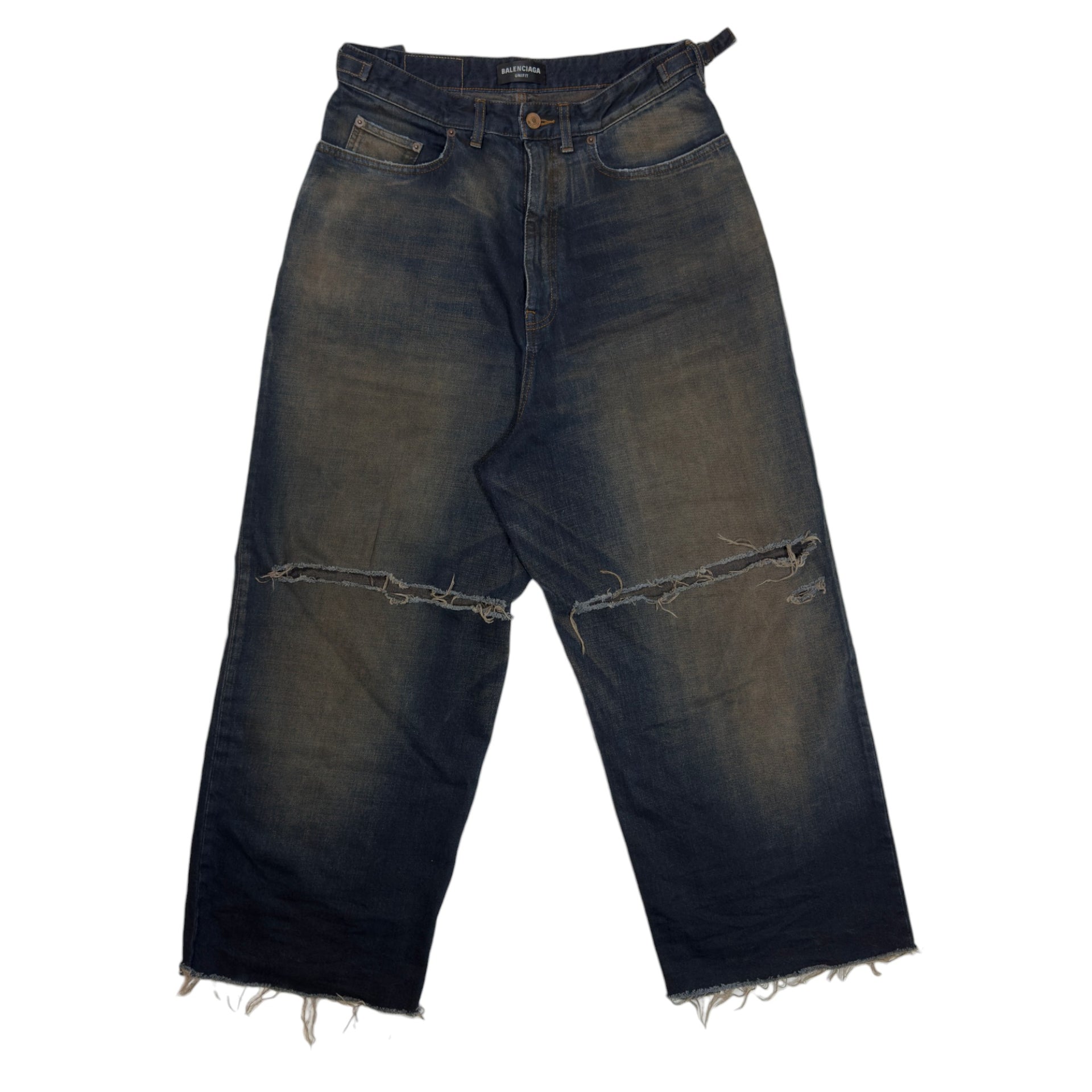 Balenciaga Summer 22 Red Carpet Destroyed Faded Skater Jeans 