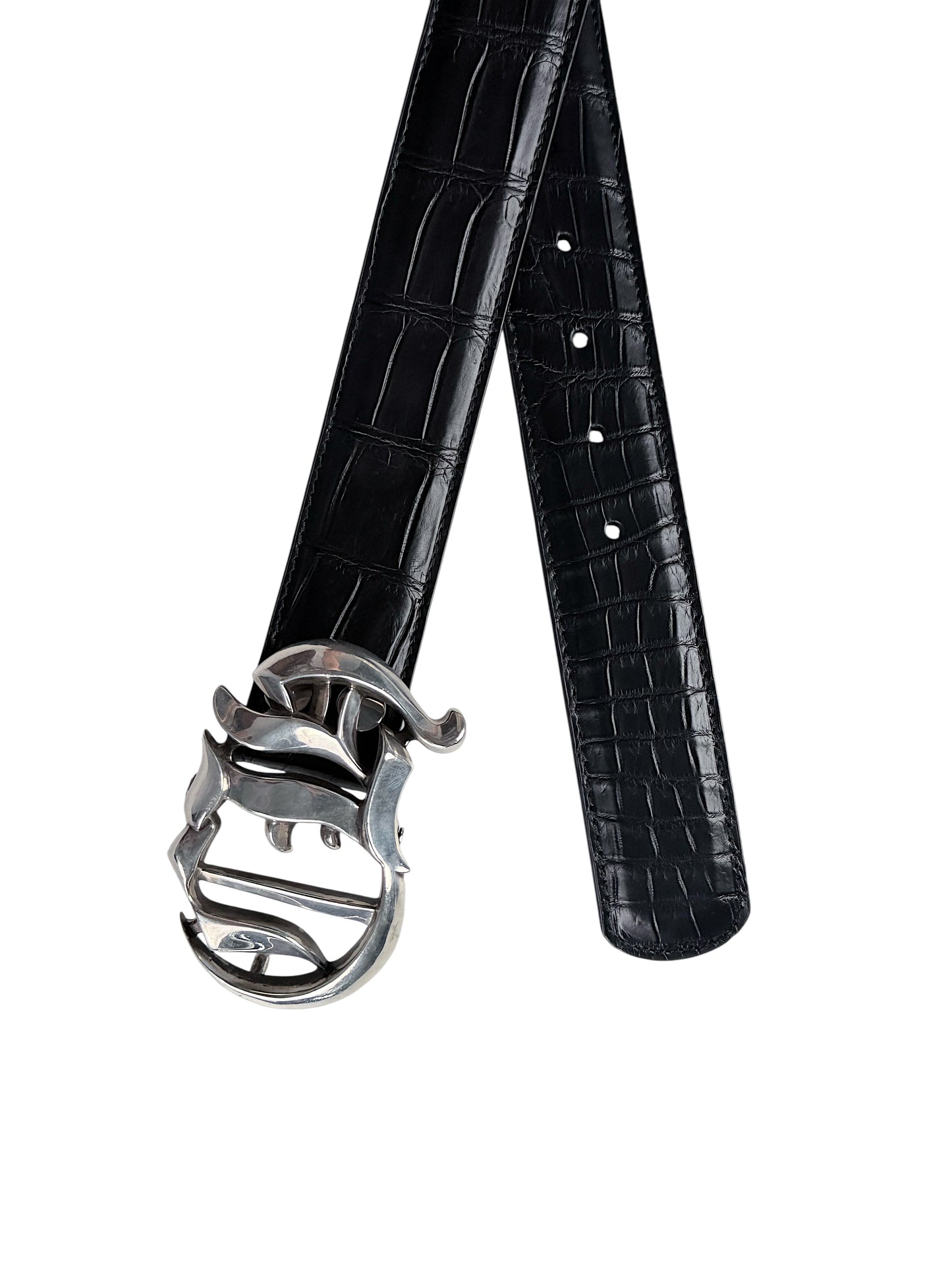 AMAL matte black crocodile belt strap V2 exotic leather