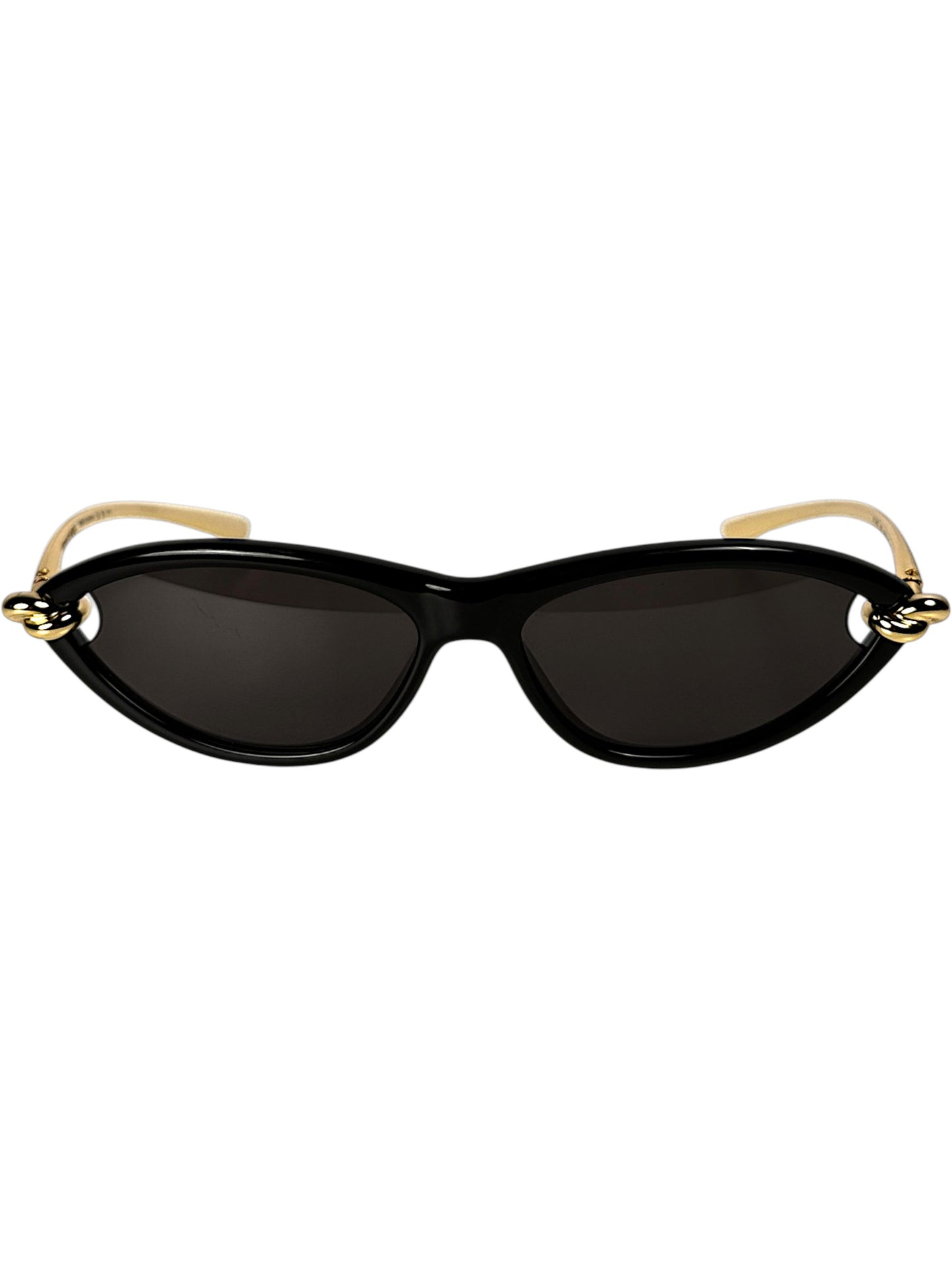 Bottega Veneta Knot cat eye sunglasses in black acetate with gold Knot hinges