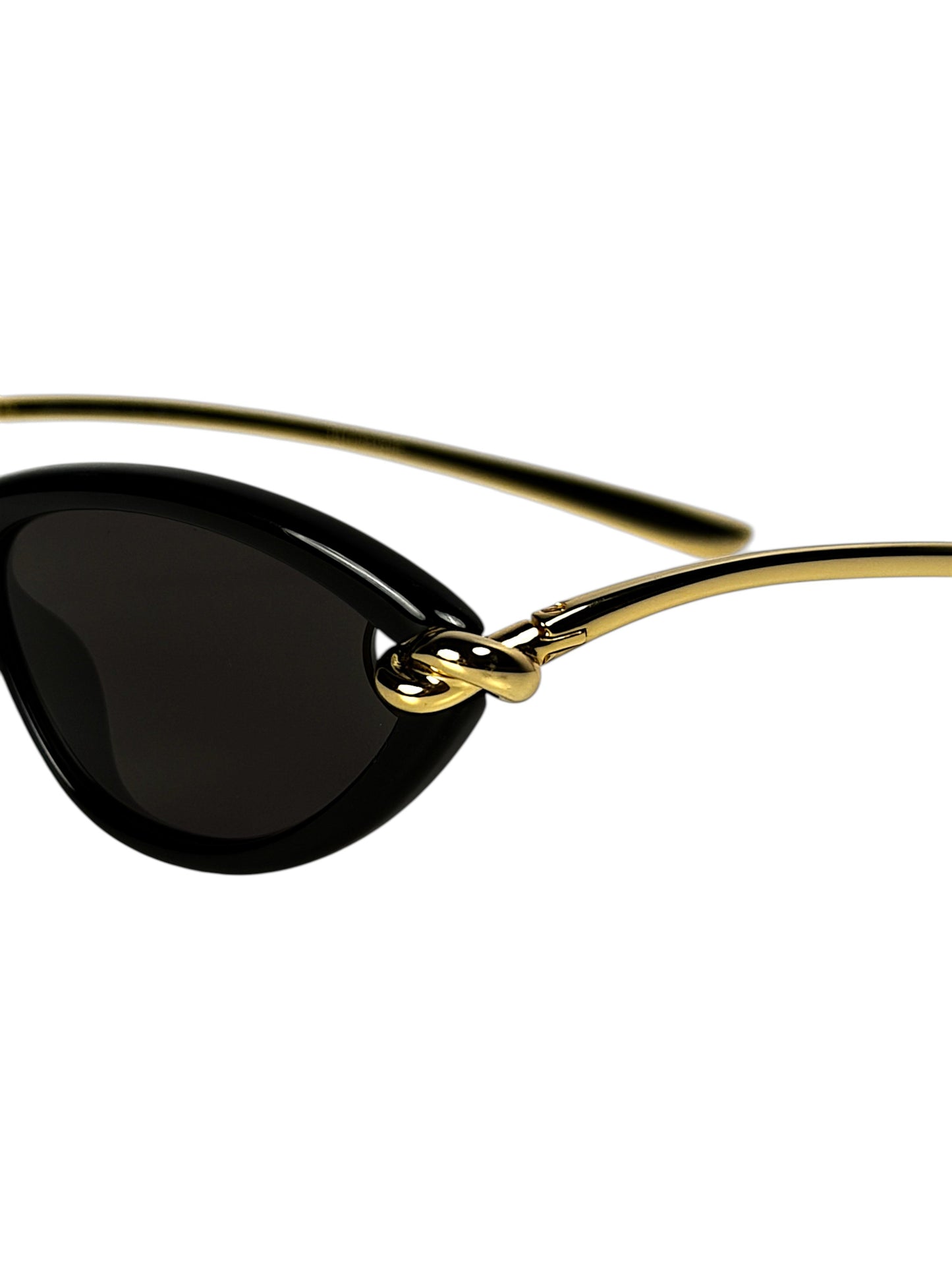 Bottega Veneta gold-tone temple tip engraved logo on Knot sunglasses