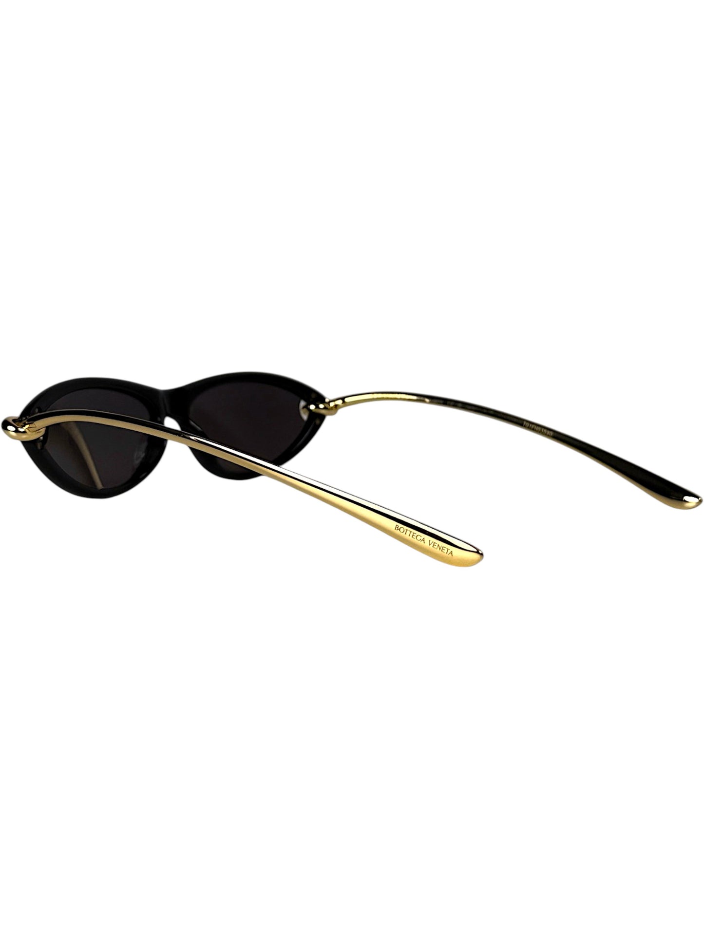 Bottega Veneta Knot sunglasses black frame gold temple curved arm