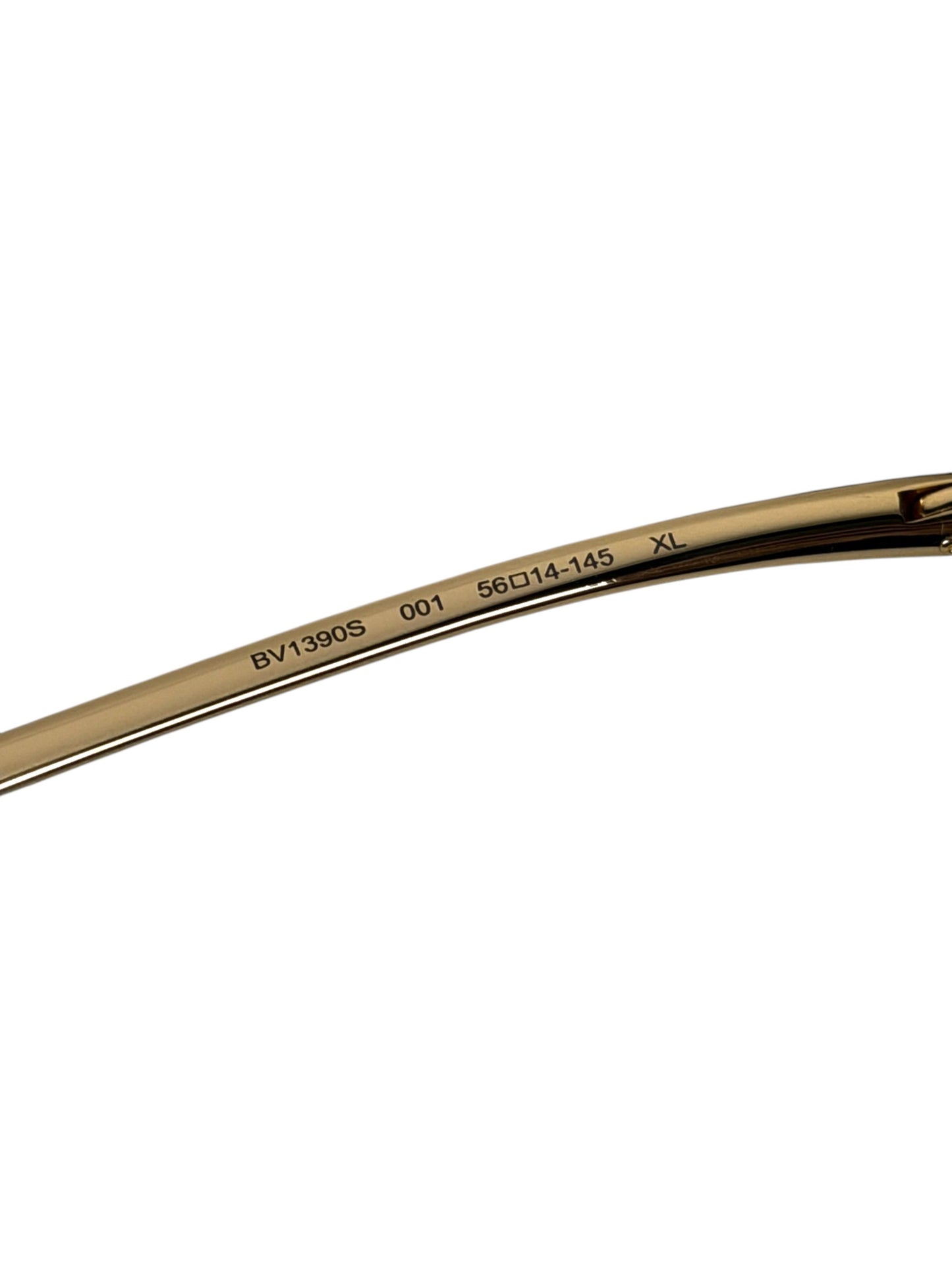 Bottega Veneta BV1390S 001 sizing engraving on gold-tone temple