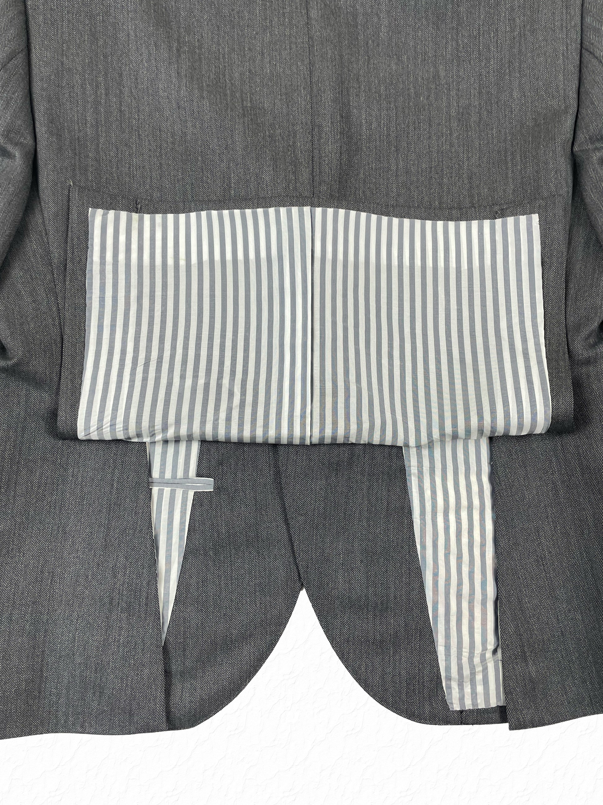 Thom Browne Boy Cut herringbone wool jacket interior stripe panel
