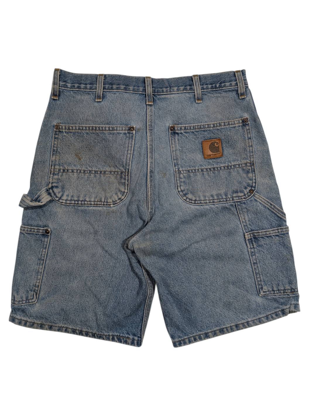 Vintage 90s Carhartt Double Knee Carpenter Denim Jean Shorts Sterling Silver Hardware