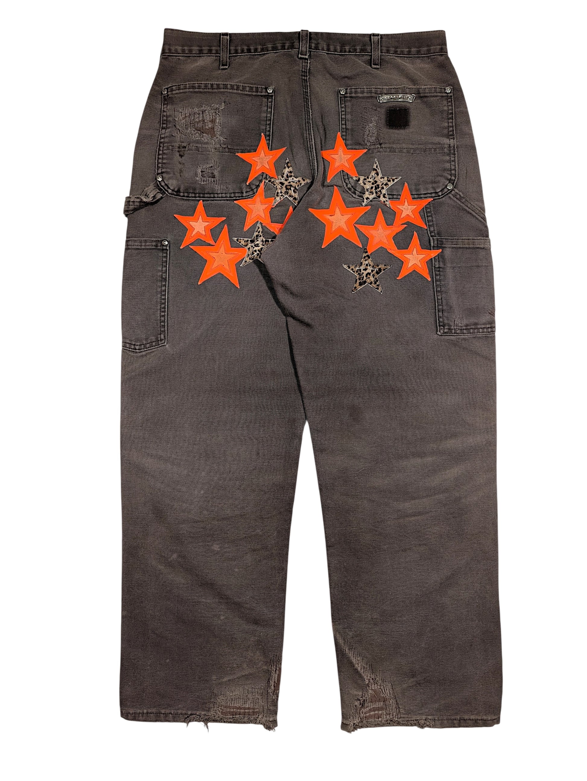 chrome hearts carhartt double knee carpenter pants orange leather star patch vegas exclusive 2023