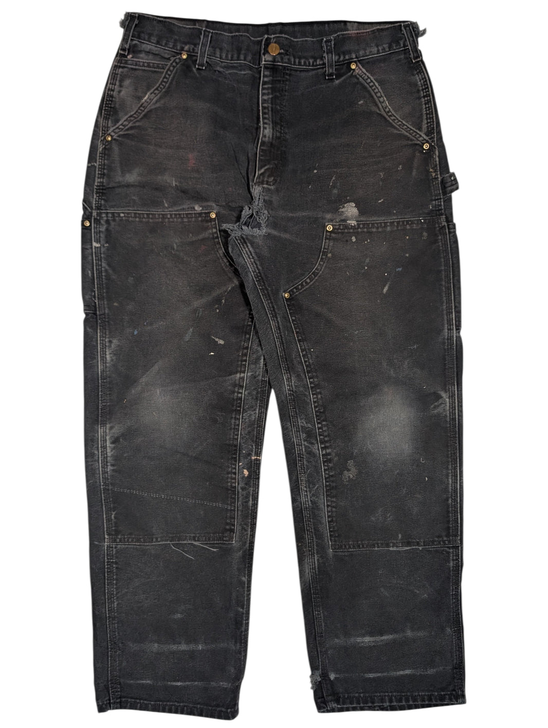 90s Carhartt Distressed Double Knee Faded Black Pants