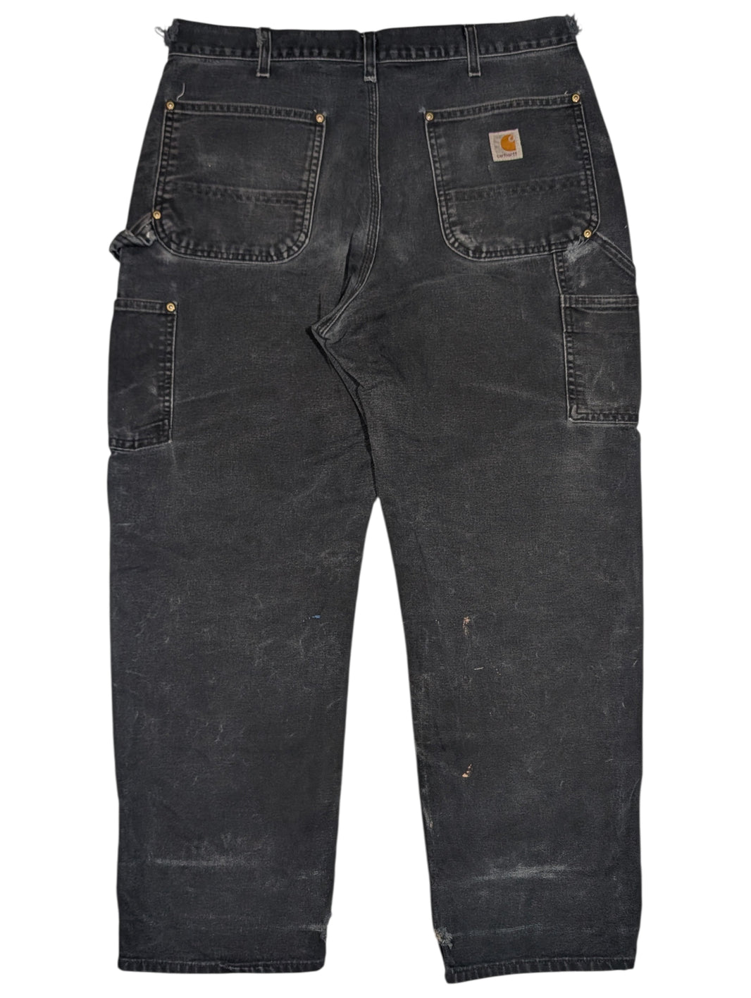Vintage 90s Carhartt Distressed Double Knee Faded Black Pants Sterling Silver Hardware