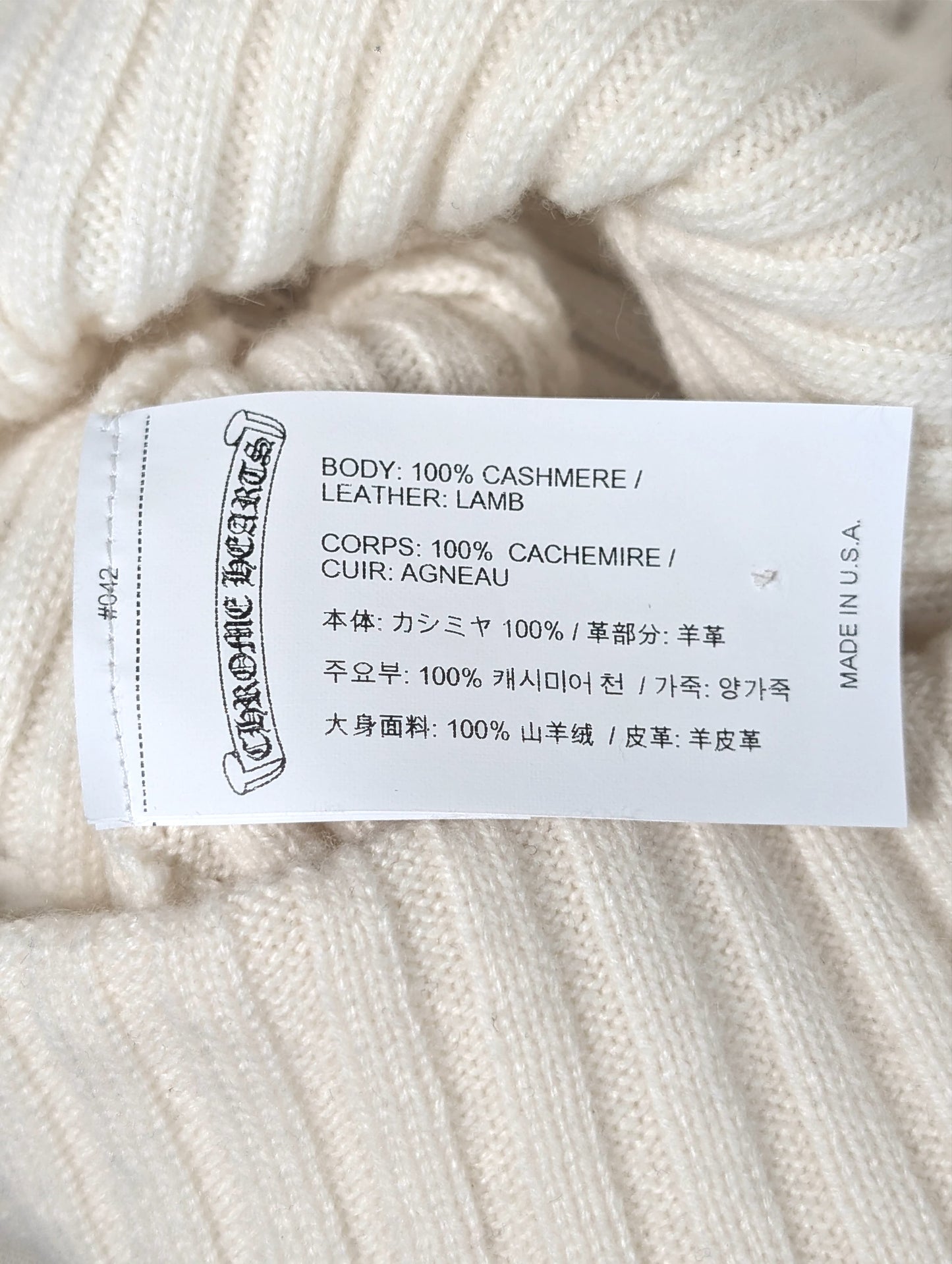 chrome hearts beanie white cashmere plus cross patch detail knit hat luxury collectible