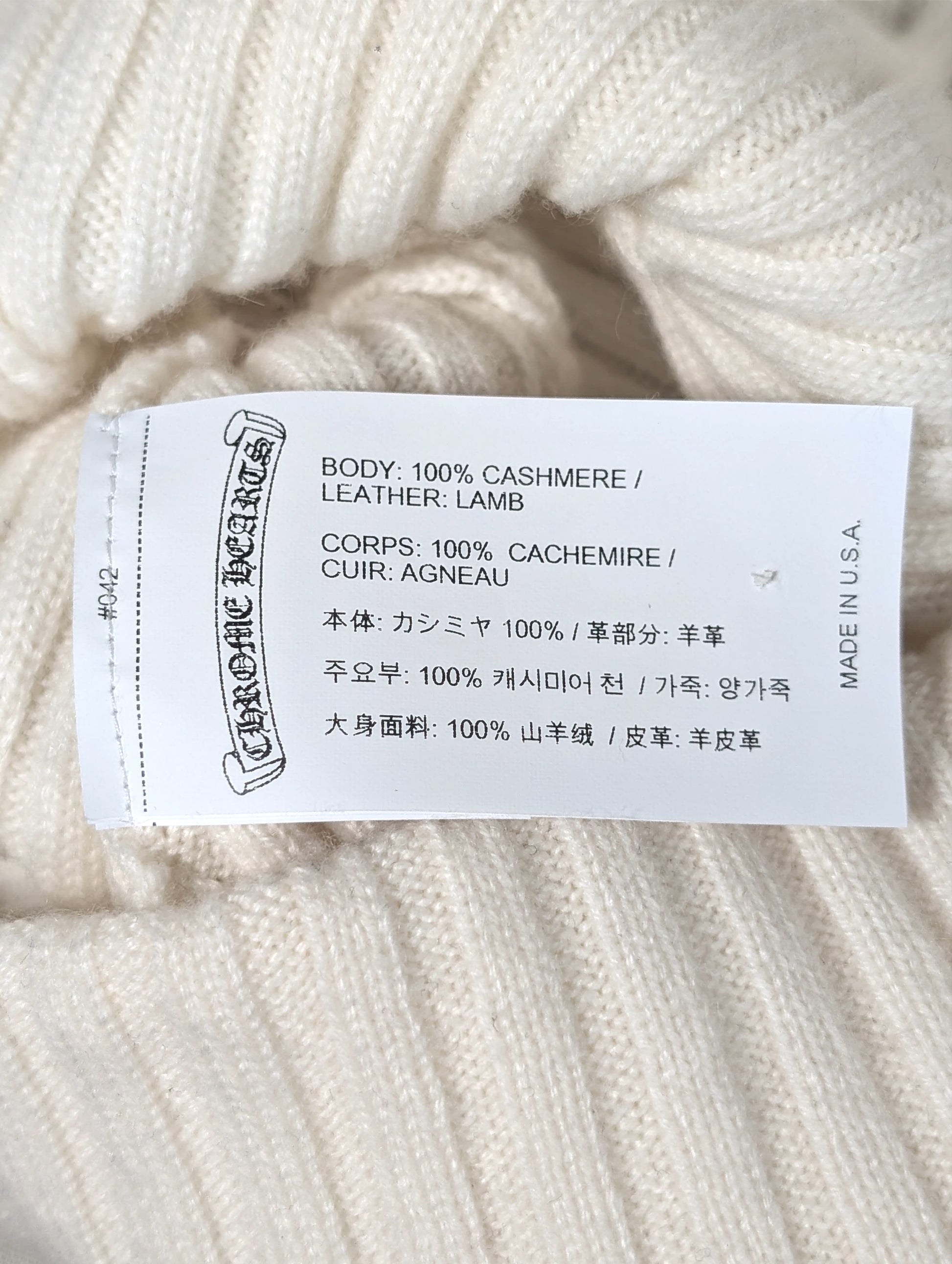 chrome hearts beanie white cashmere plus cross patch detail knit hat luxury collectible