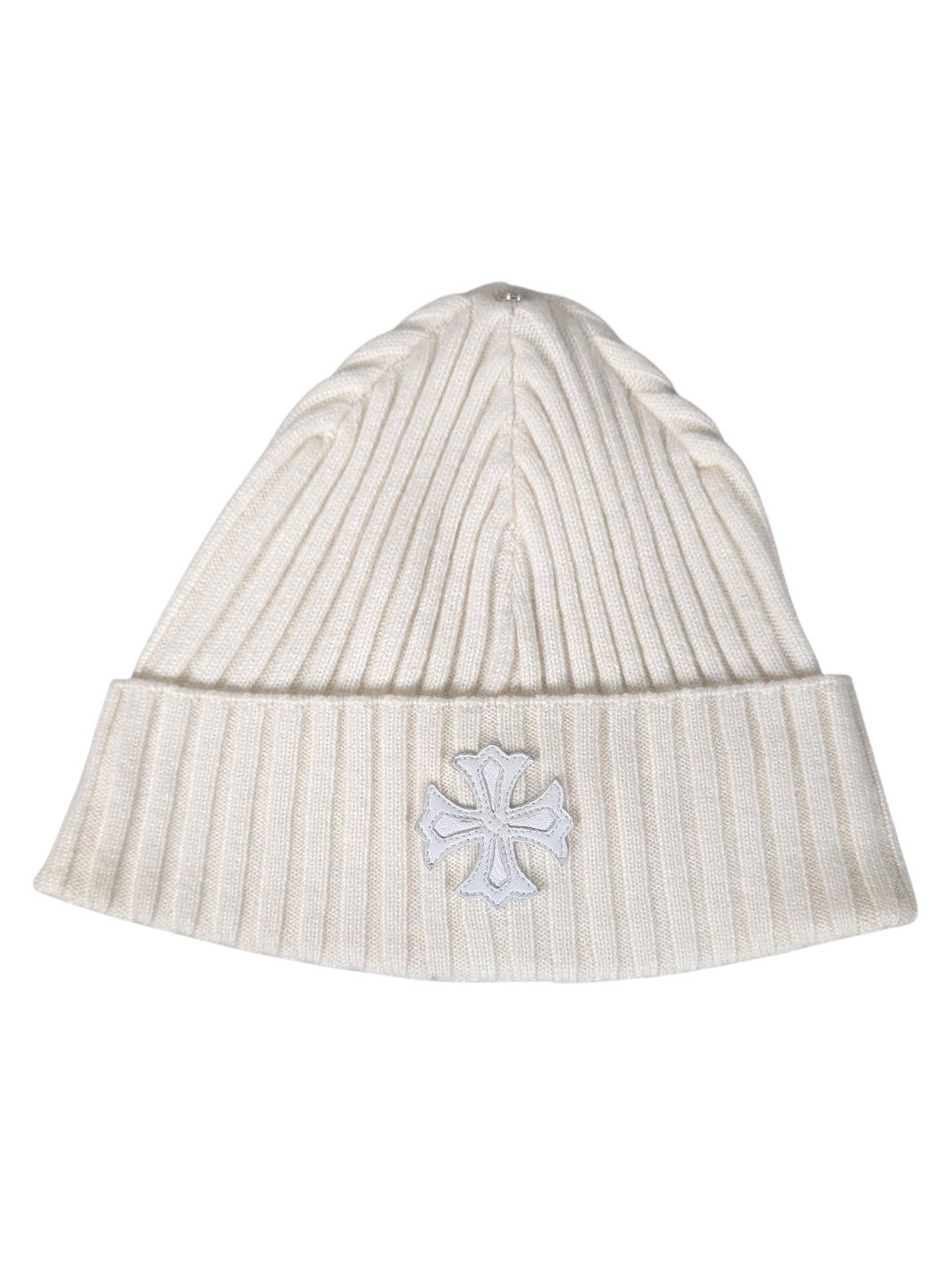 chrome hearts cashmere plus cross patch beanie white knit hat luxury collectible rare accessory