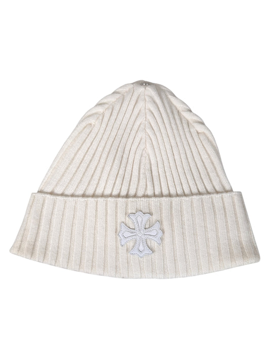 chrome hearts cashmere plus cross patch beanie white knit hat luxury collectible rare accessory
