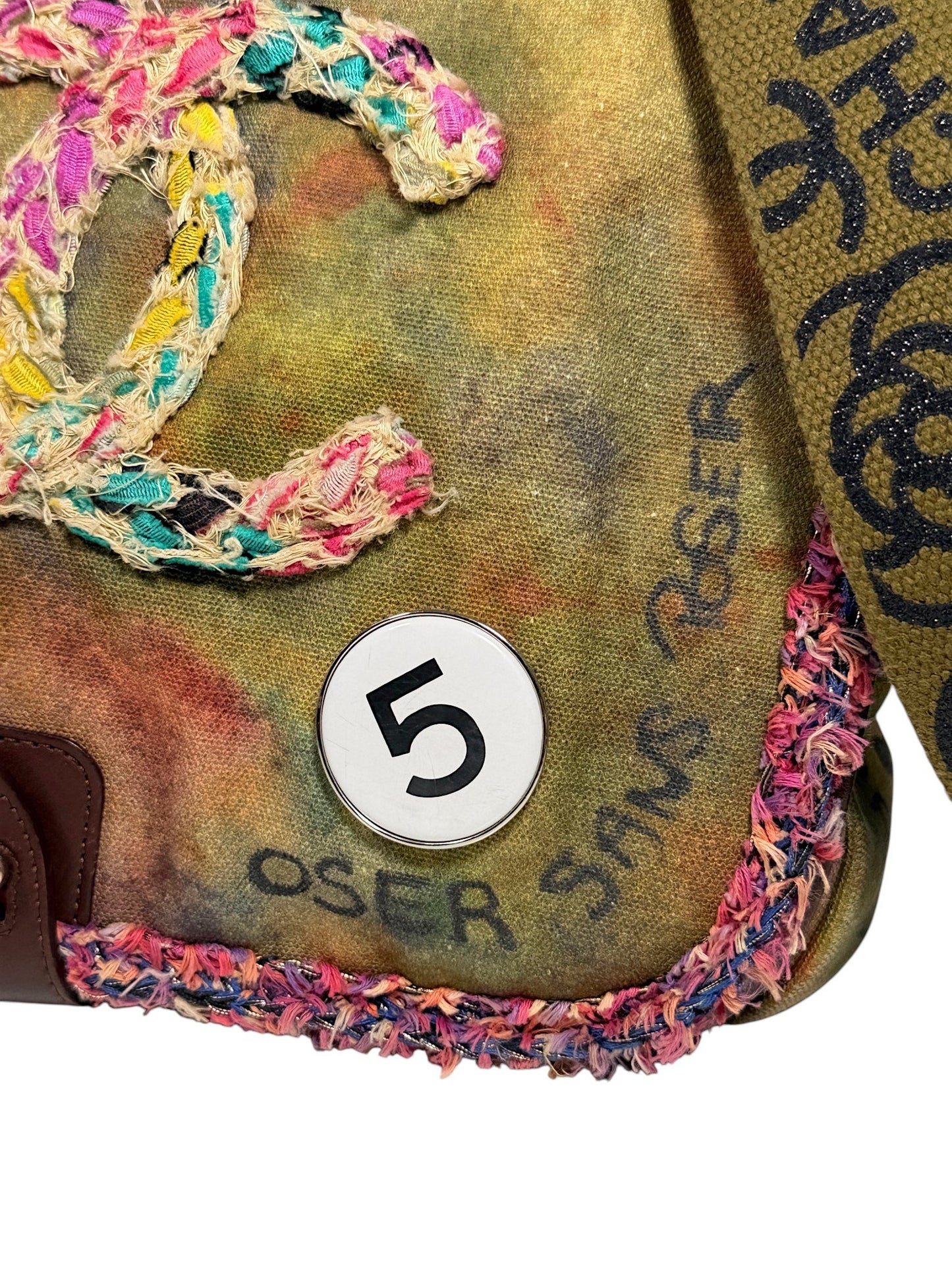 Oser Sans Oser Chanel Woven Tweed CC Logo Graffiti Canvas