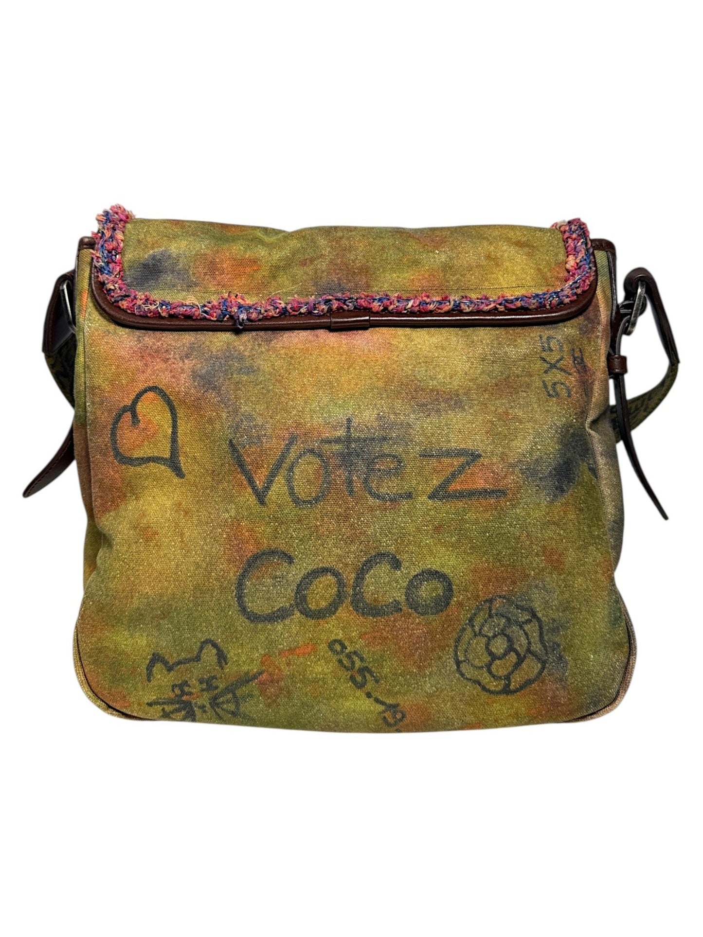 Votez Coco Chanel Graffiti Canvas Green Panel