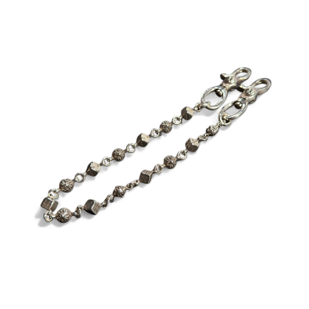 Chrome Hearts Dice Crossball Wallet Chain Sterling Silver Hardware