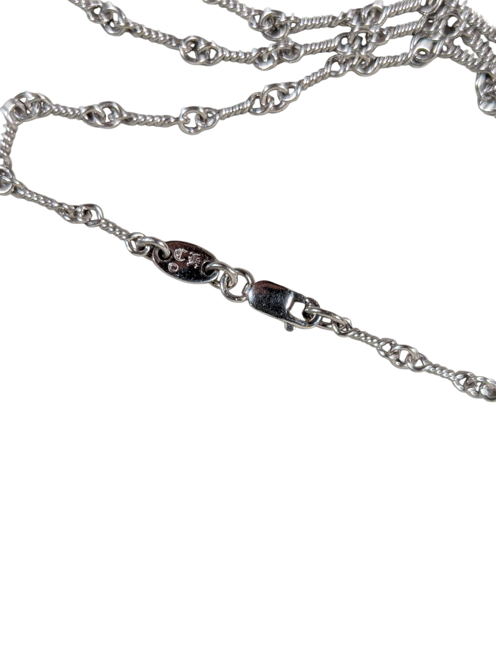 chrome hearts 18 inch white gold twist chain close up necklace chain jewelry detail