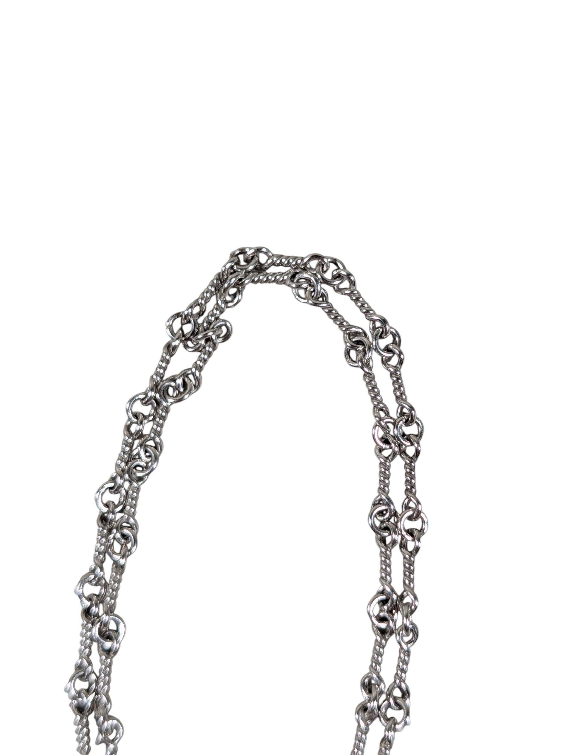 chrome hearts 18 inch white gold twist chain link detail necklace chain jewelry luxury