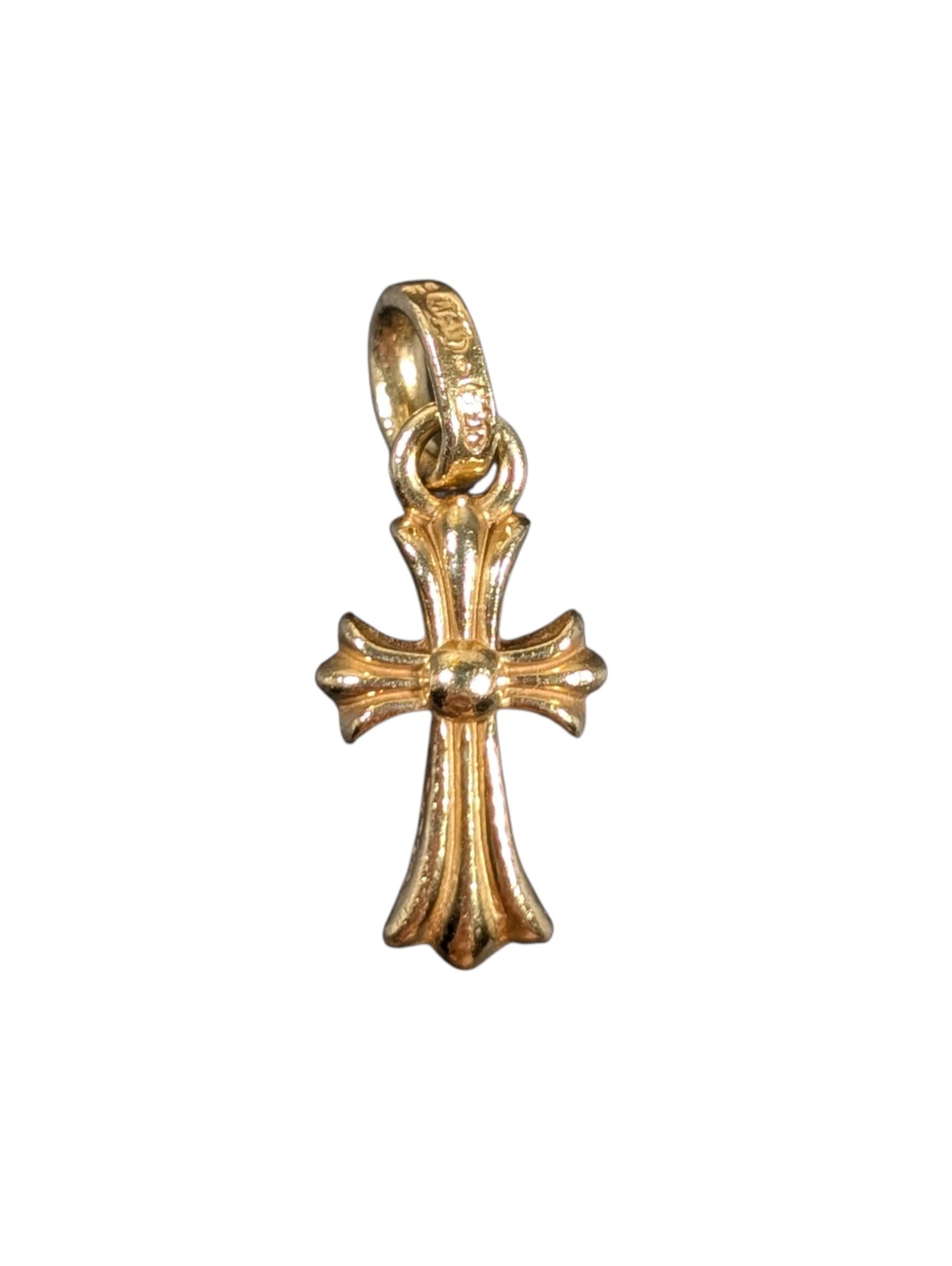 chrome hearts 22k gold babyfat cross pendant charm back view jewelry luxury accessory