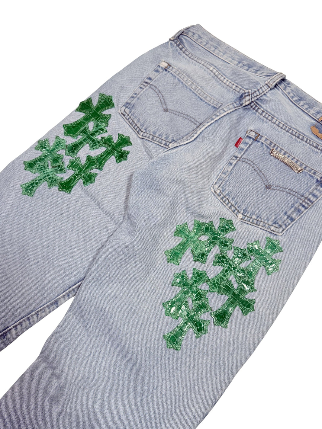 Chrome Hearts Green Alligator Cross Patch Levis 501 Jeans Archival