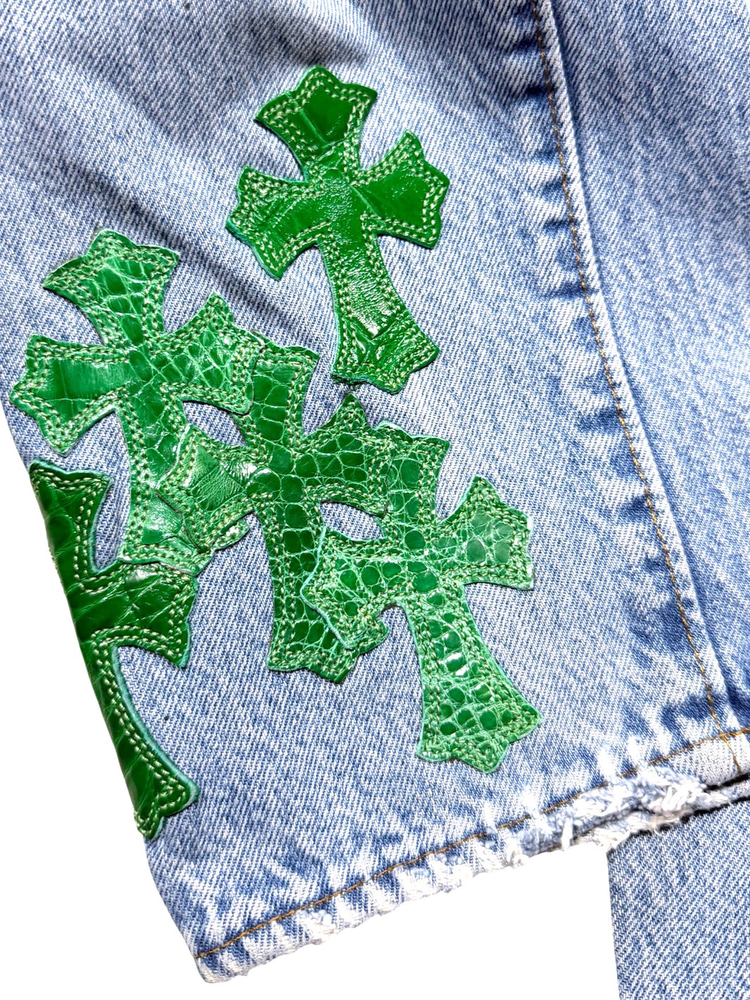 Chrome Hearts Green Alligator Cross Patch Levis 501 Jeans Authenticated Designer