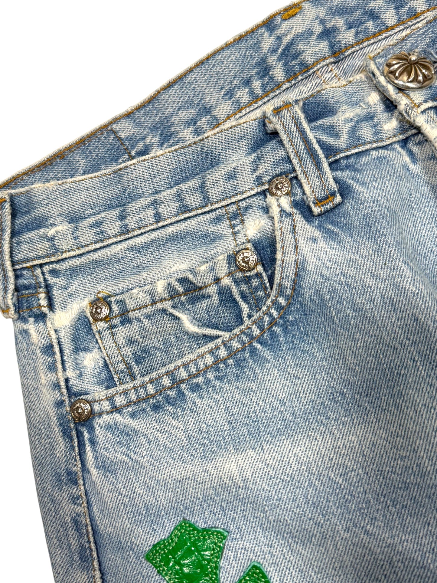 Green Alligator Cross Patch Levis 501 Jeans