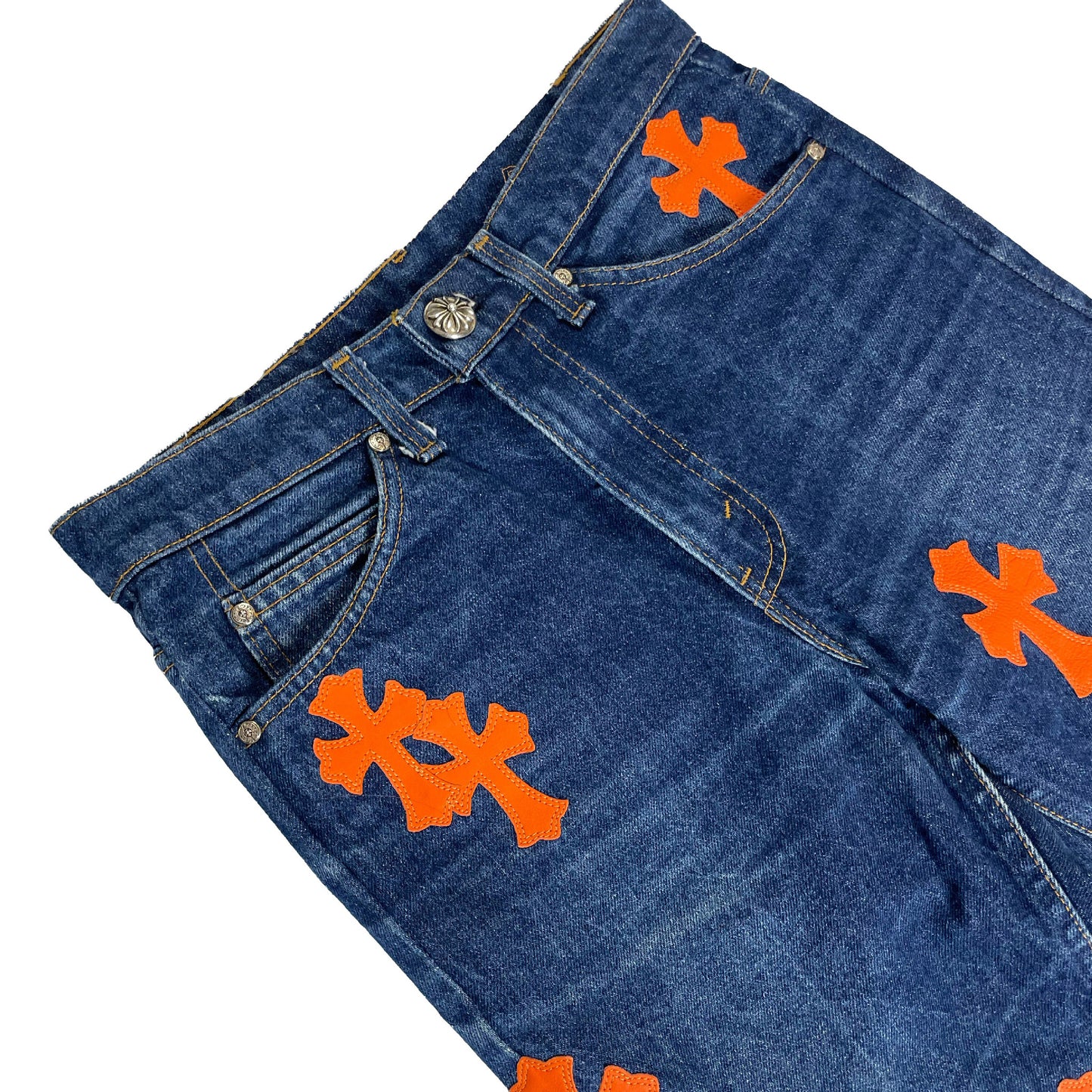 1/1 Art Basel Miami Orange Cross Patch Jeans