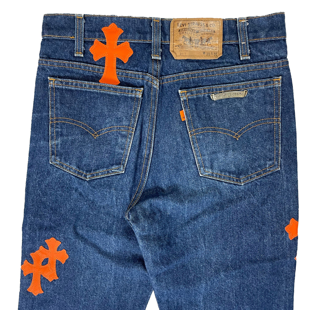 Chrome Hearts 1/1 Art Basel Miami Orange Cross Patch Jeans Archival