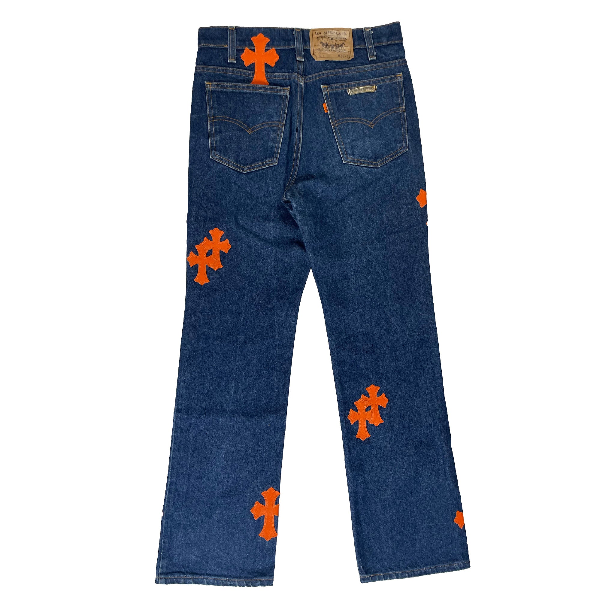 Chrome Hearts Art Basel Exclusive Orange Cross Patch Jeans – Young  Professionals Collective