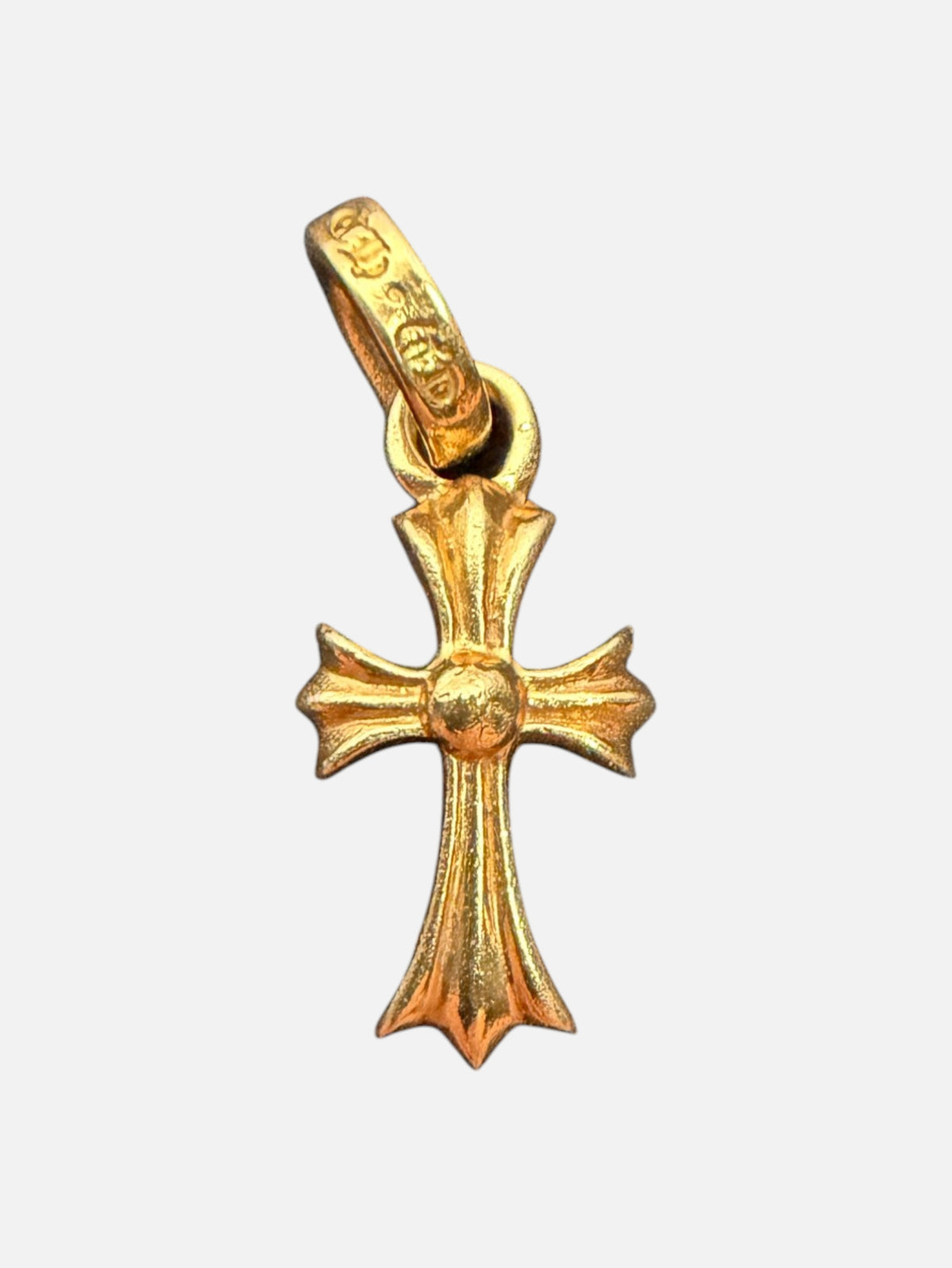 22k Gold Baby Fat Cross Pendant by Chrome Hearts with Cross Ball Center
