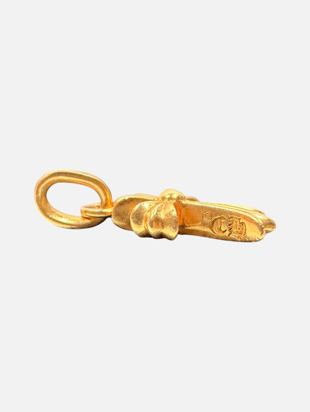 Blue Sapphire Chrome Hearts Baby Fat Charm with Gold CH Bail