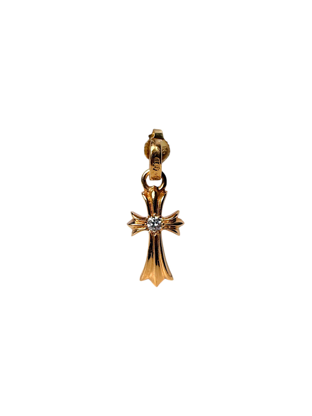 Chrome Hearts Baby Fat Diamond Cross Earring 22k Gold