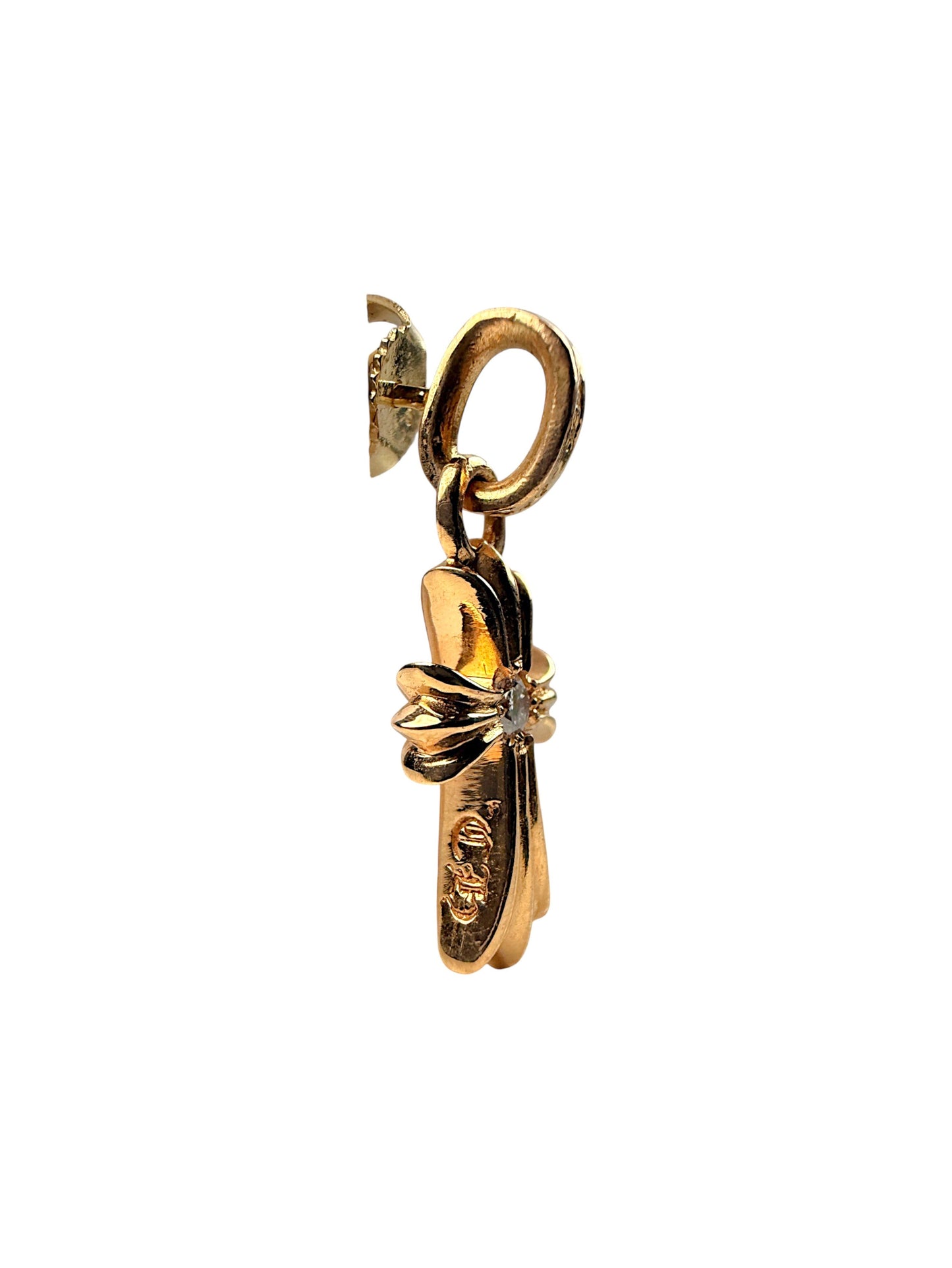 Gothic Cross Baby Fat Earring in 22k Gold Chrome Hearts