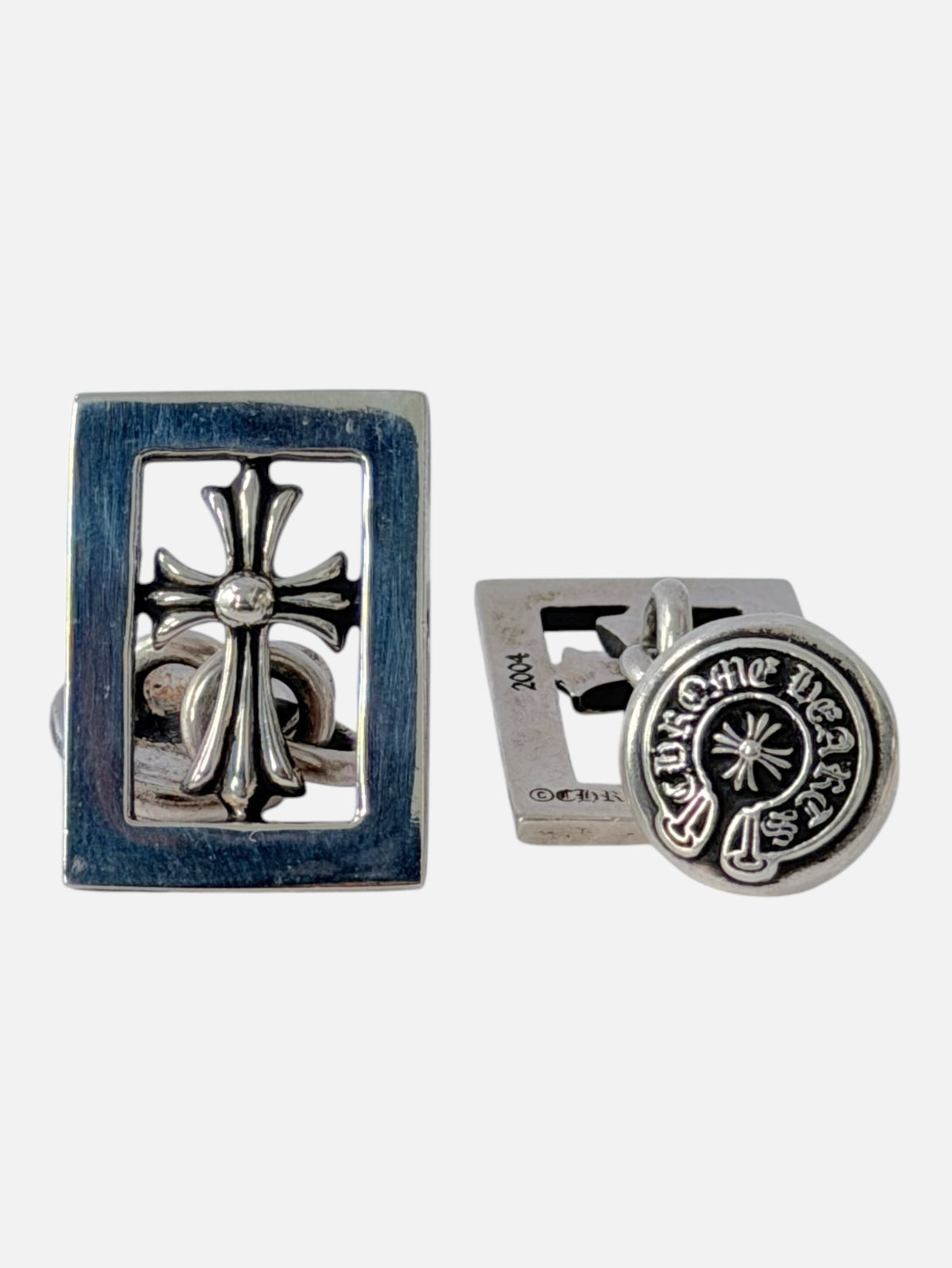 Chrome Hearts Baby Fat Cross Frame Cufflinks .925 Silver