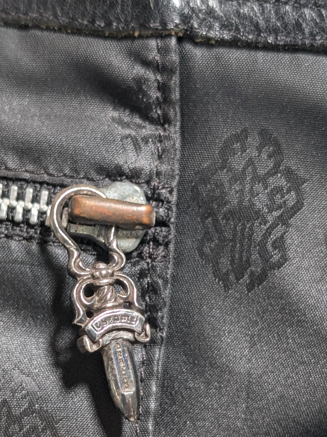 Chrome Hearts FS Tote Leather Cross Patch Black Quilted Bag Archival