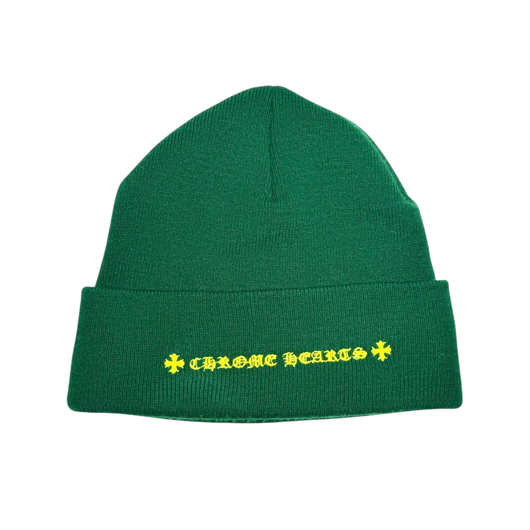 Chrome Hearts Green Matty Boy Spec Beanie Sterling Silver Hardware